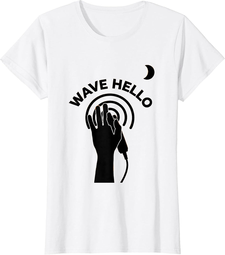 Women's Wave Hello Ultrasound Tech Sonographer Humor Appreciation T-Shirt - White