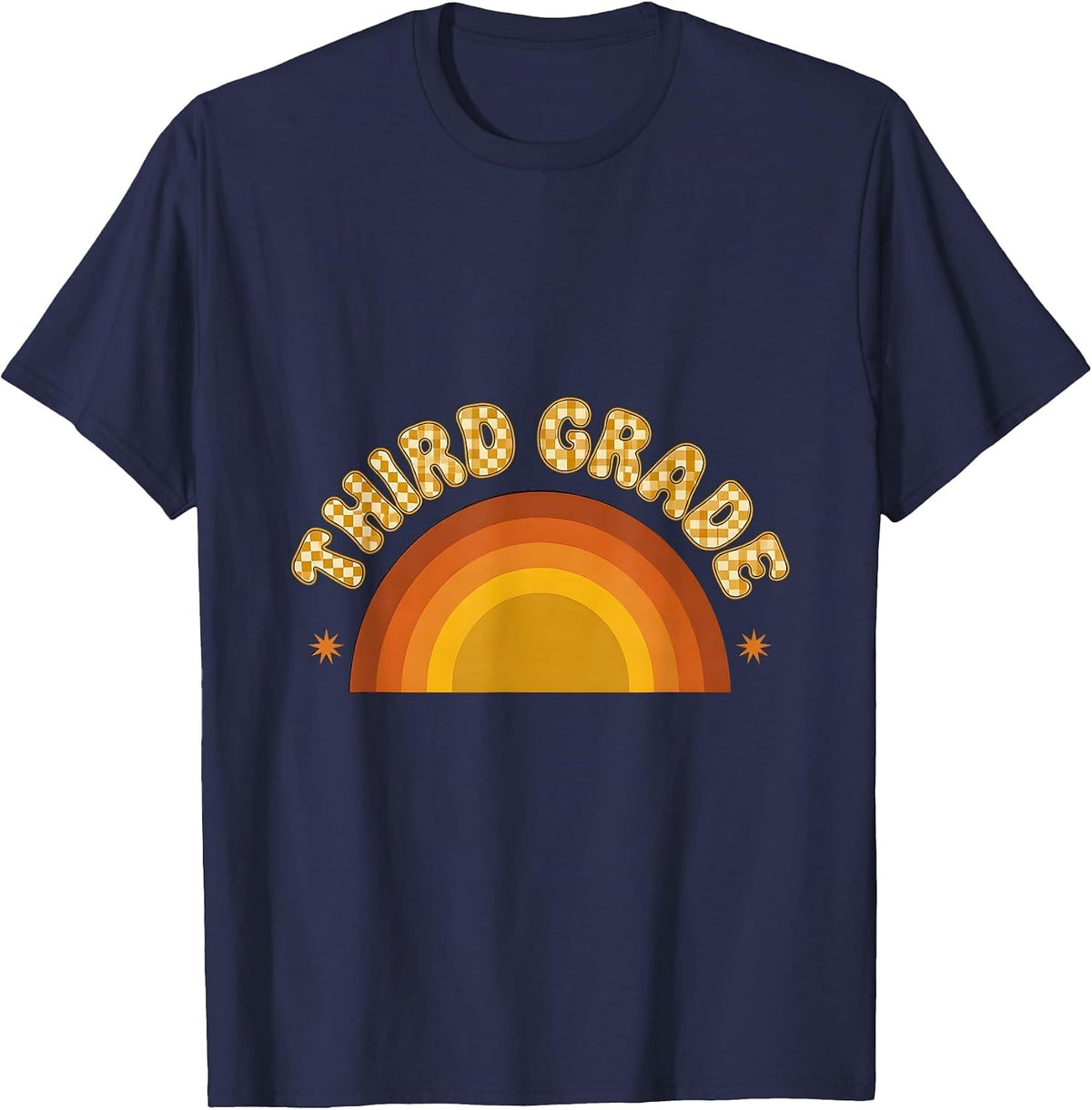 Men's Third Grade Retro Checkered Girl Teacher Back To School T-Shirt - Navy Blue