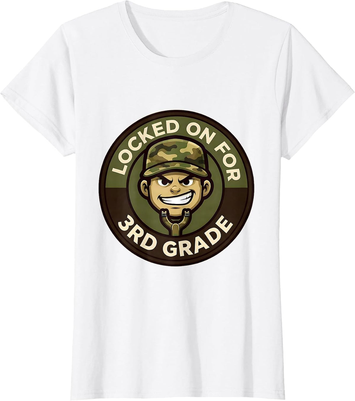 Locked On For 3rd Grade Camo Back To School Boy Teacher T-Shirt - White