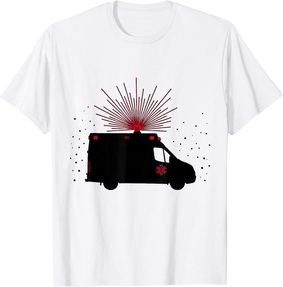 Men's Ambulance Silhouette Funny EMT Paramedic Gift T-Shirt - White