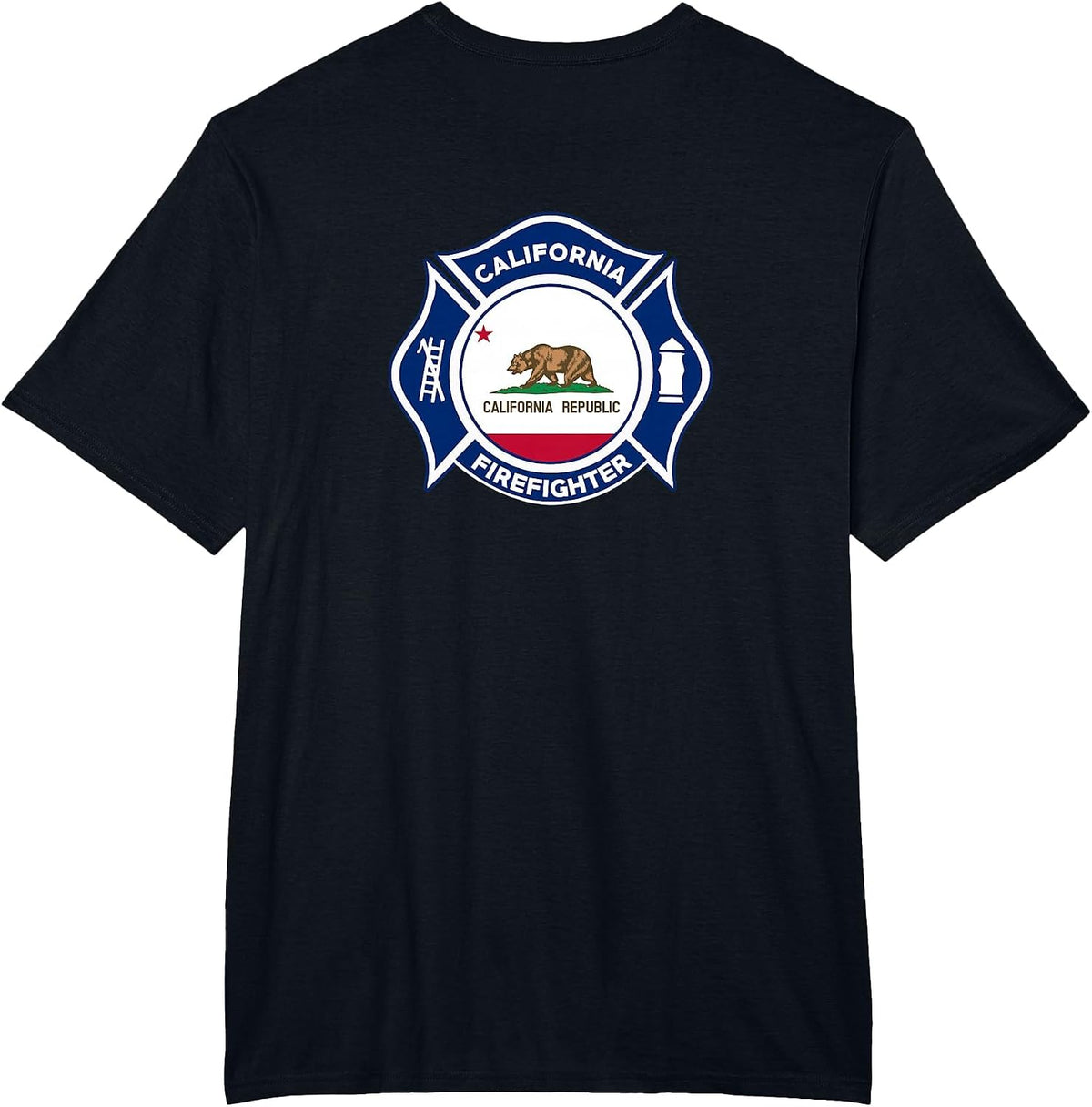 California Fire Rescue Firefighter Firemen Uniform Duty T-Shirt - Black