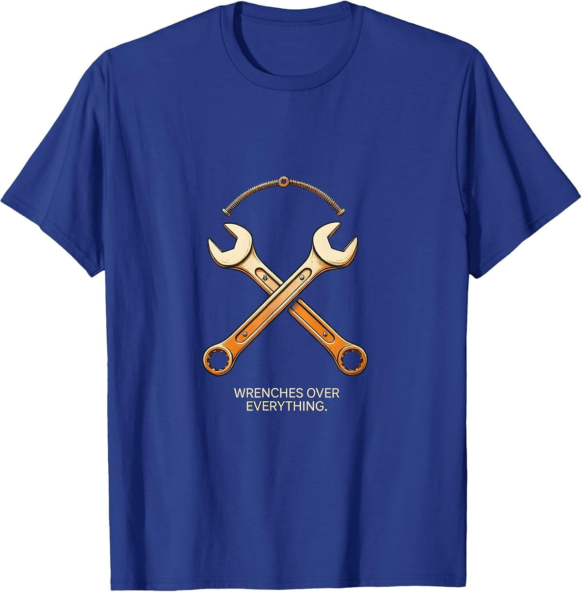Men's Wrenches Over Everything Pit Crew Design T-Shirt - Royal Blue