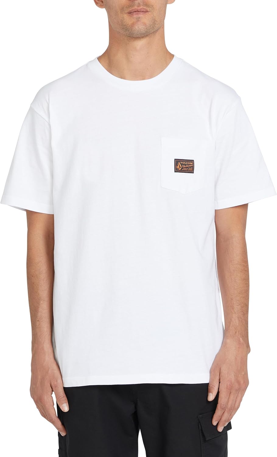 Volcom Men's Short Sleeve Workwear Pocket T-Shirt – Heavyweight Cotton Durable Tee - White