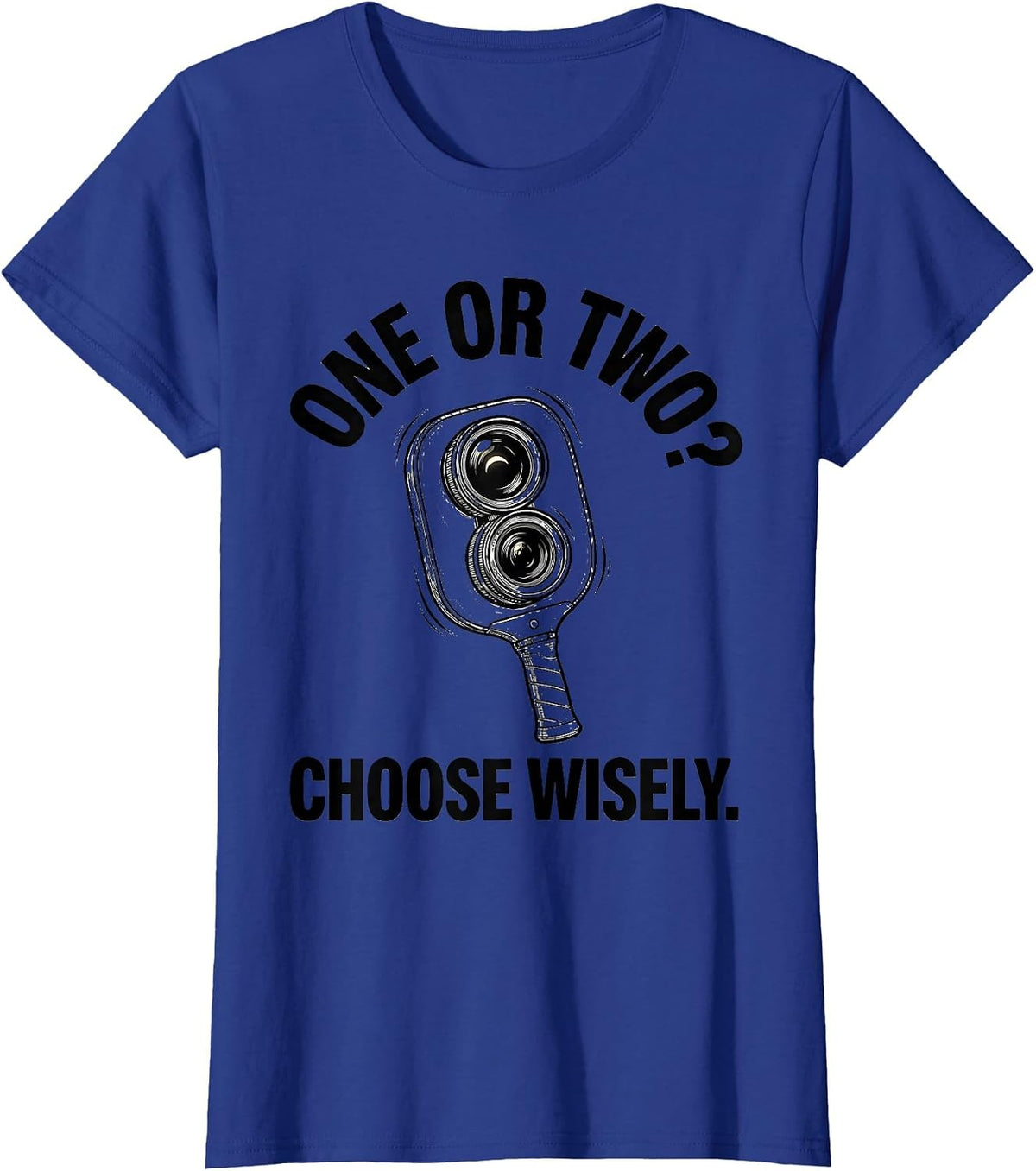 Women's One Or Two? Choose Wisely Funny Optometrist Halloween Eye T-Shirt - Royal Blue