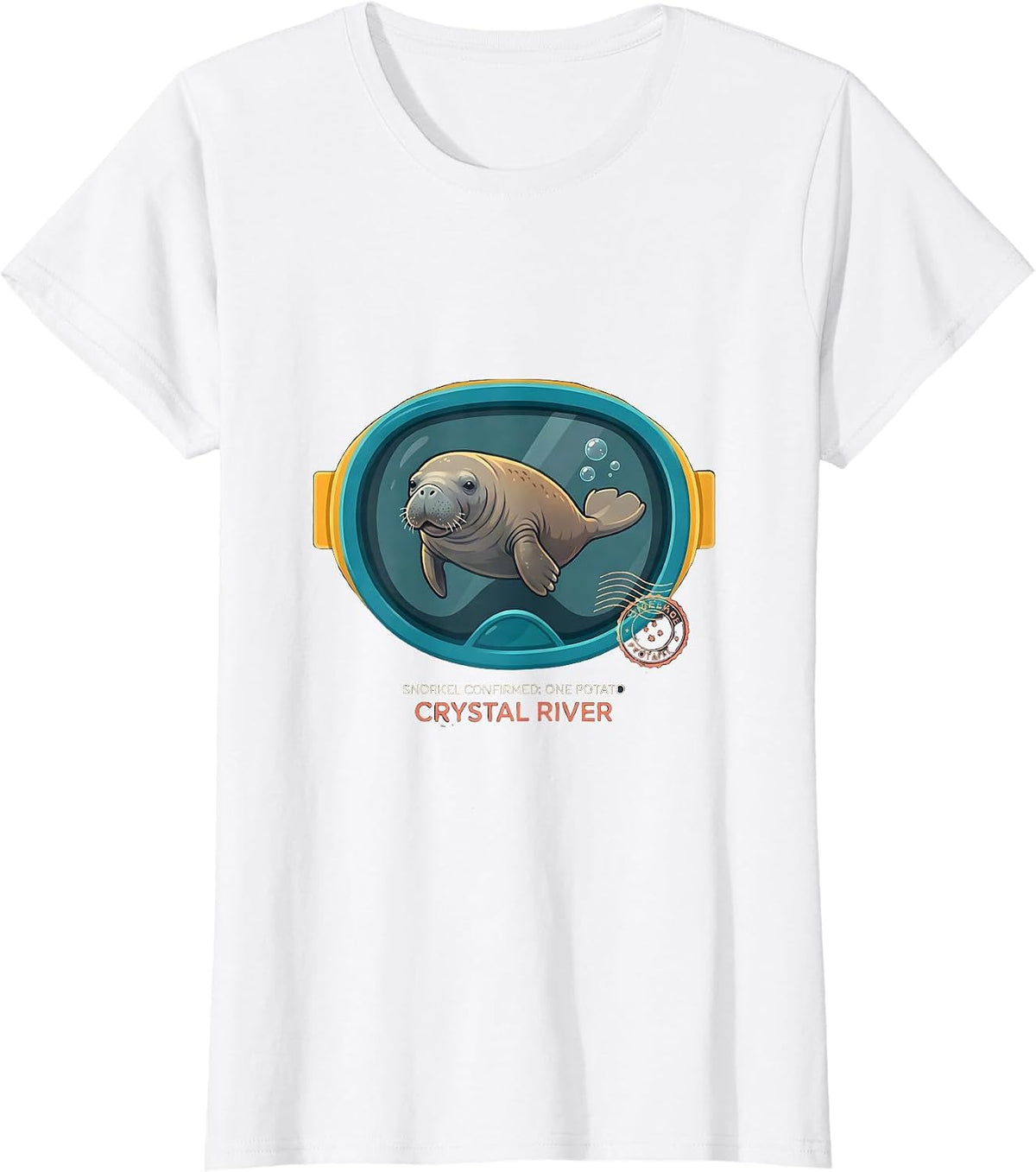 Women's Snorkel Confirmed: One Potato, Crystal River Manatee Lover T-Shirt - White