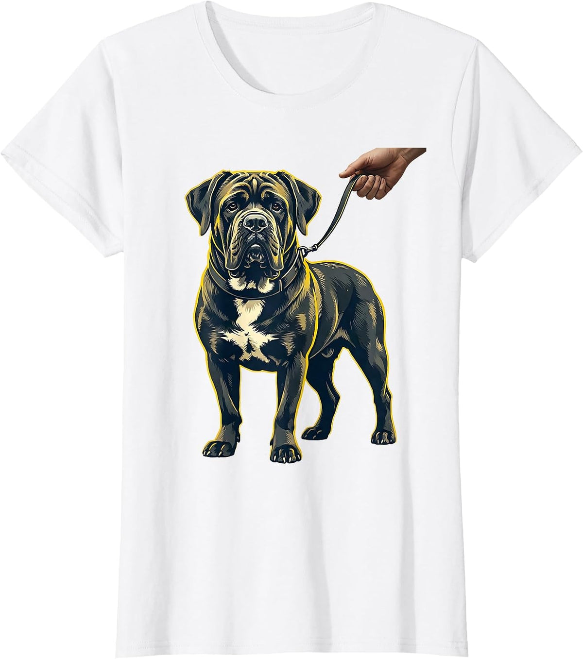 Women's Cane Corso Dog Stencil Graphic Dad Pet Lover T-Shirt - White