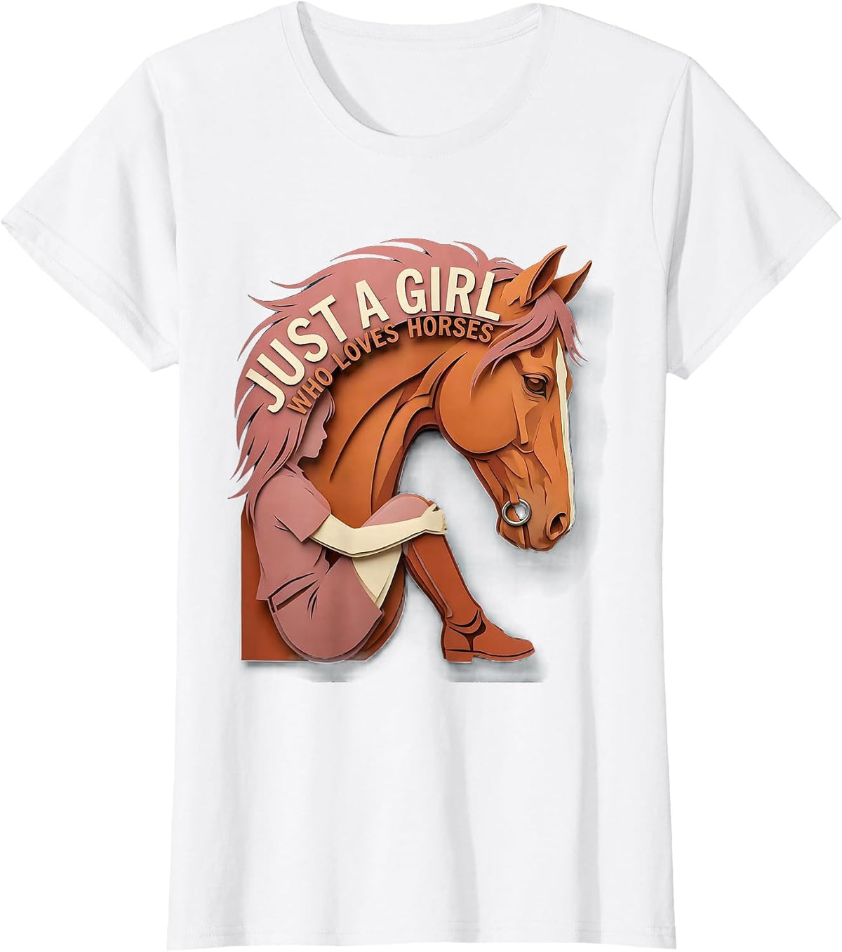 Just A Girl Who Loves Horses Western Cowgirl Equestrian T-Shirt - White