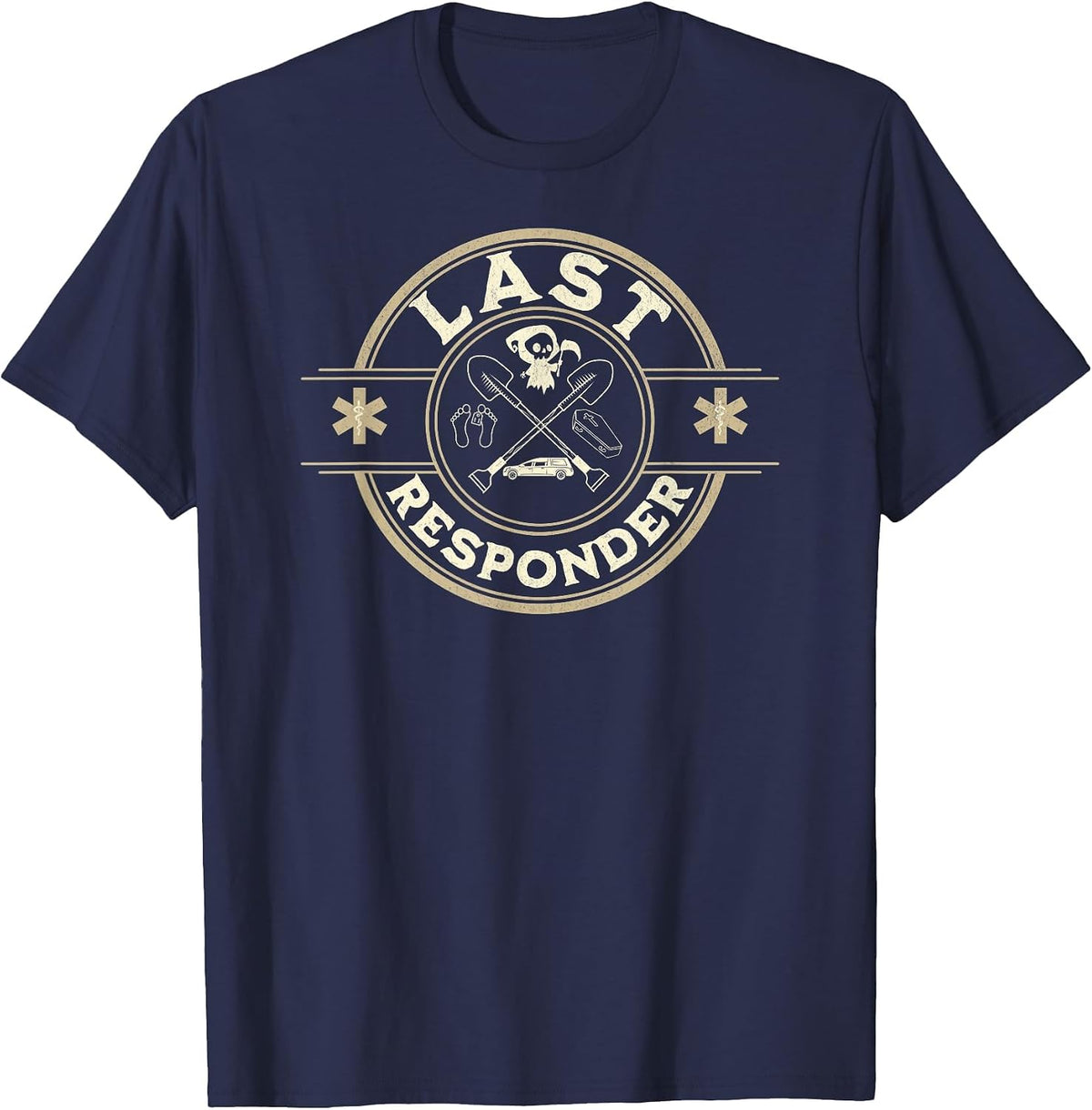 Grim Reaper Funny Dark Meme Mortician Last Responder Vintage T-Shirt - Navy Blue