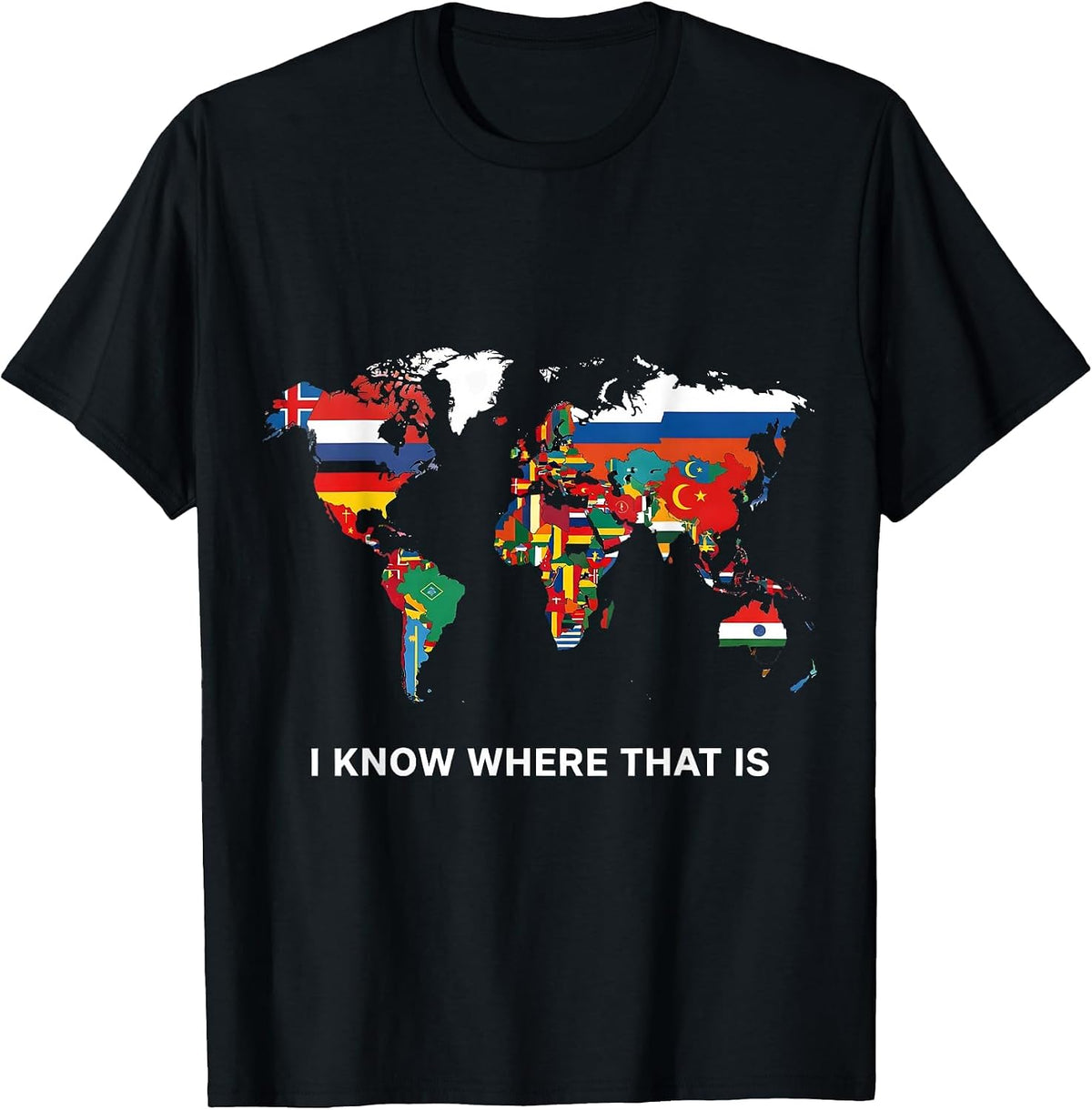 Men's I Know Where That Is Geography Lover Map Enthusiast Travel T-Shirt - Black
