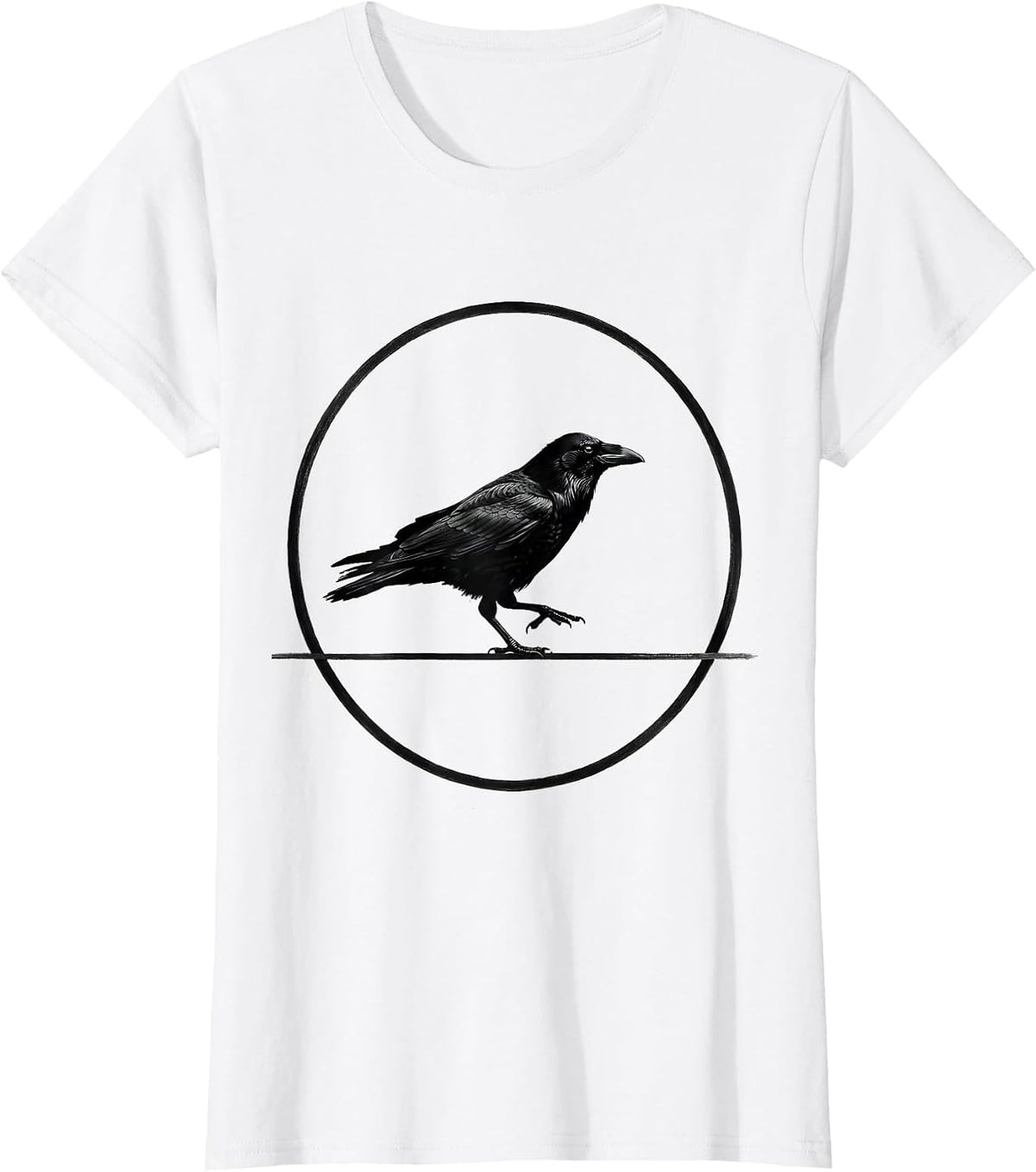Crow Silhouette Dark Humor Gothic Raven Halloween T-Shirt - White
