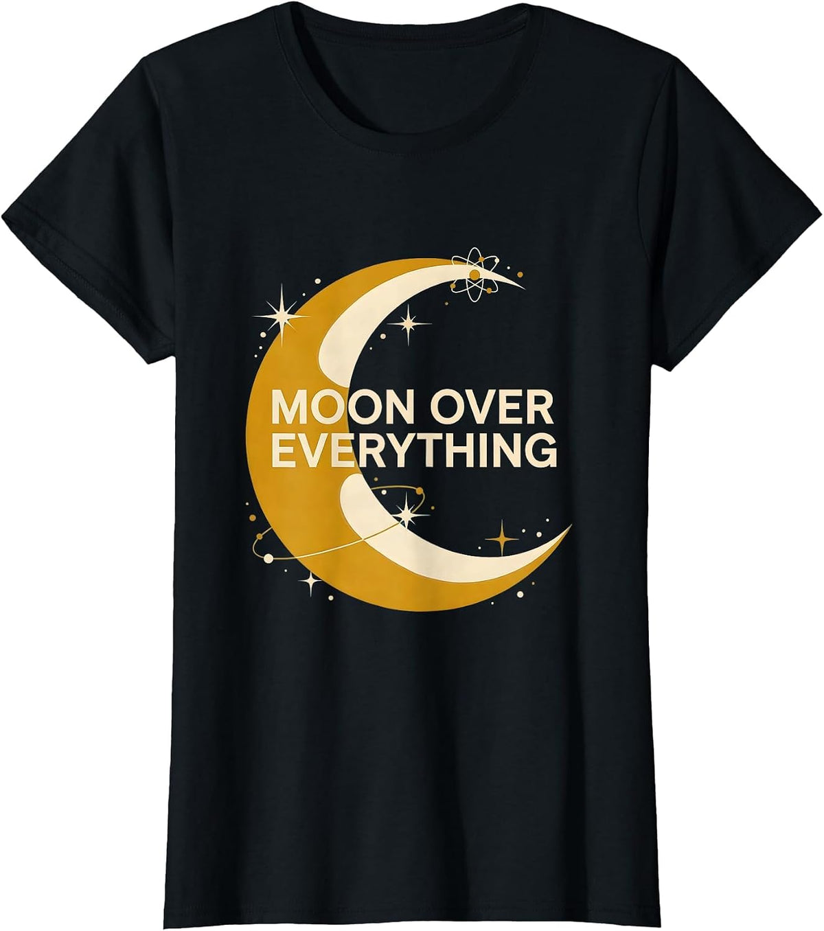 Moon Over Everything Celestial Graphic Design T-Shirt - Black