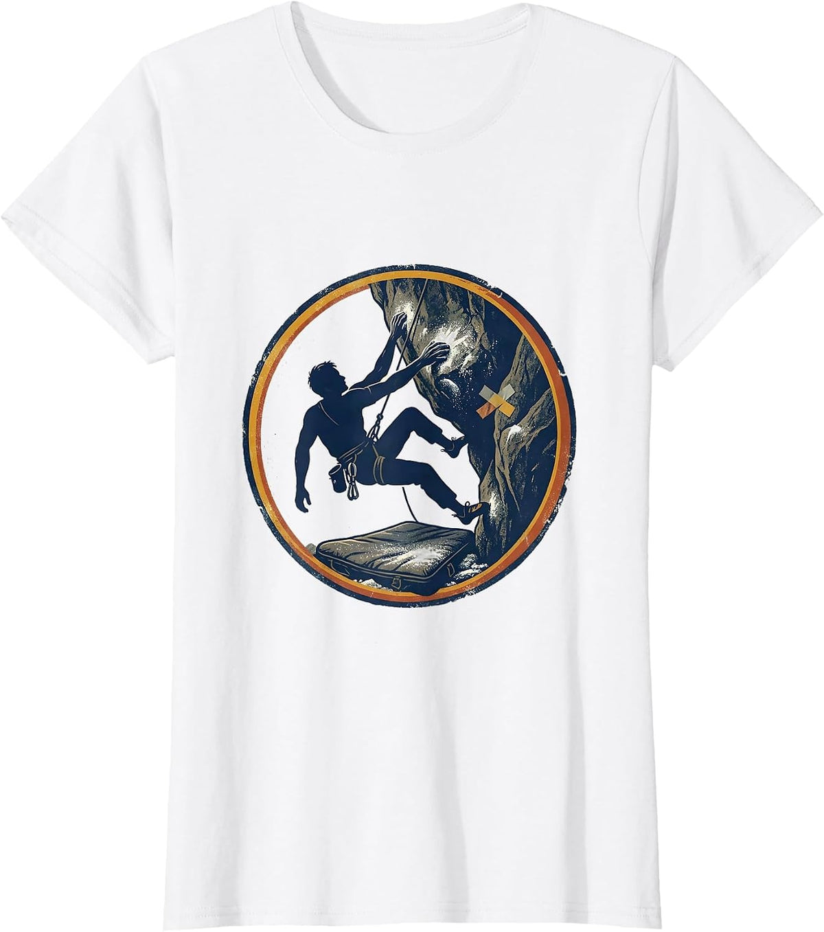 Circular Climber Badge Vintage Bouldering Rock Climbing T-Shirt - White