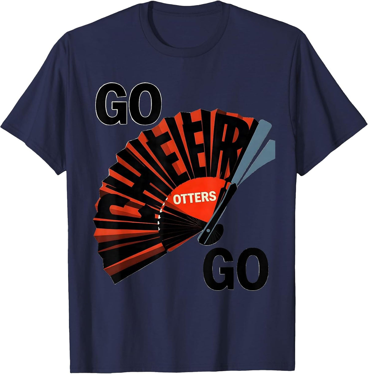 Men's Go Cheer Otters Go Constructivist Poster Cheer Squad Mascot T-Shirt - Navy Blue