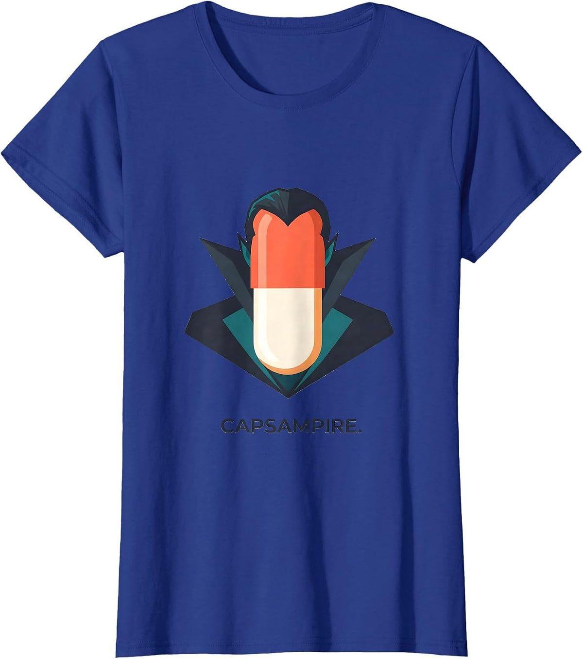 Women's Capsampire Funny Pharmacy Halloween Pharmacist Tech Crew T-Shirt - Royal Blue