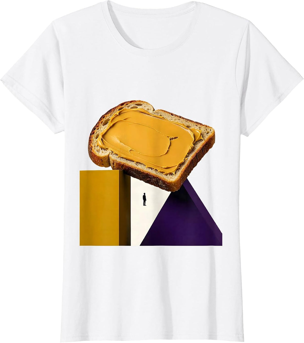 Women's Geometric PBJ Bridge Bauhaus Modernist Food Humor T-Shirt - White