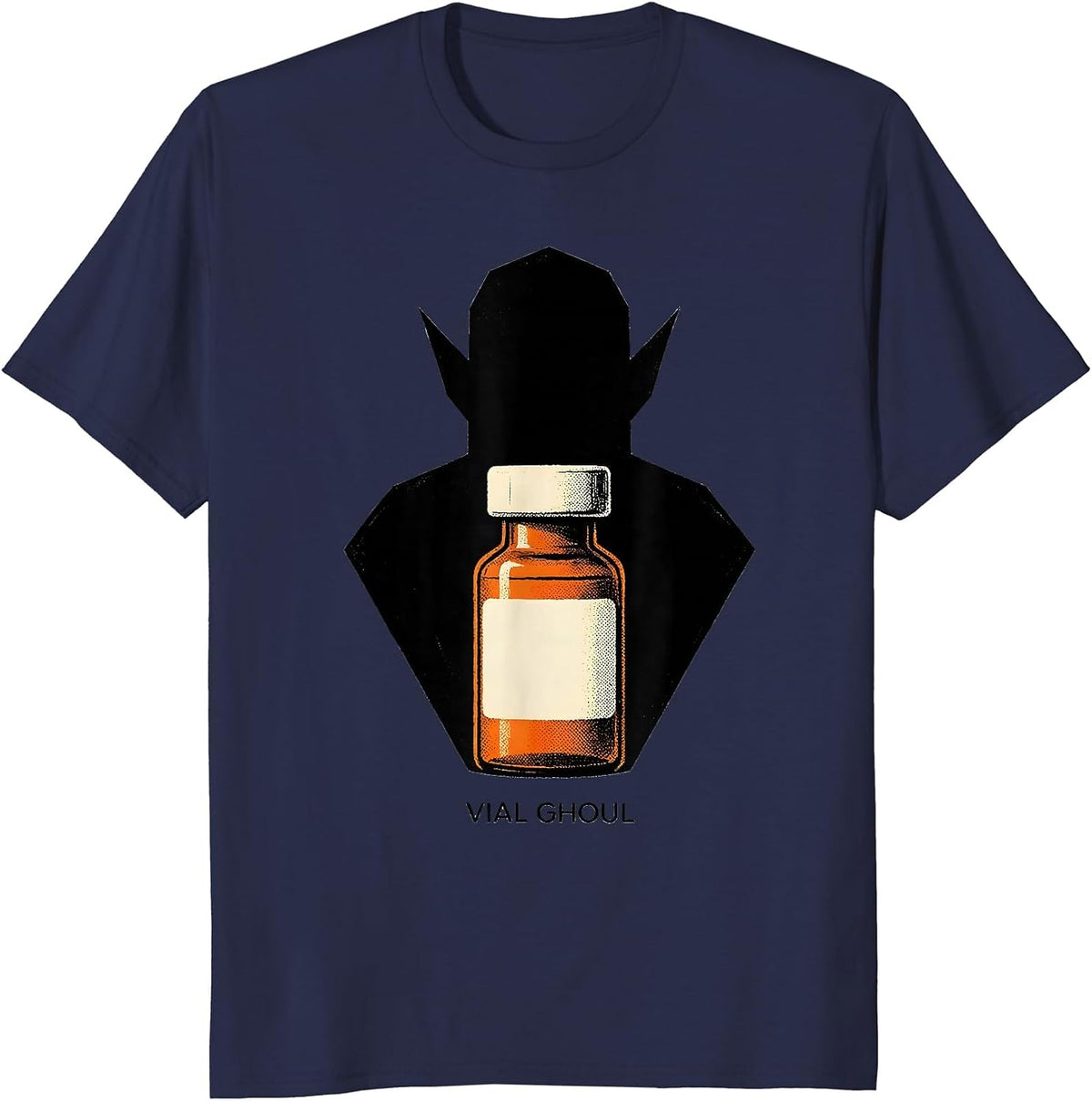 Vial Ghoul Geometric Pharmacy Halloween Pharmacist Tech Crew T-Shirt - Navy Blue