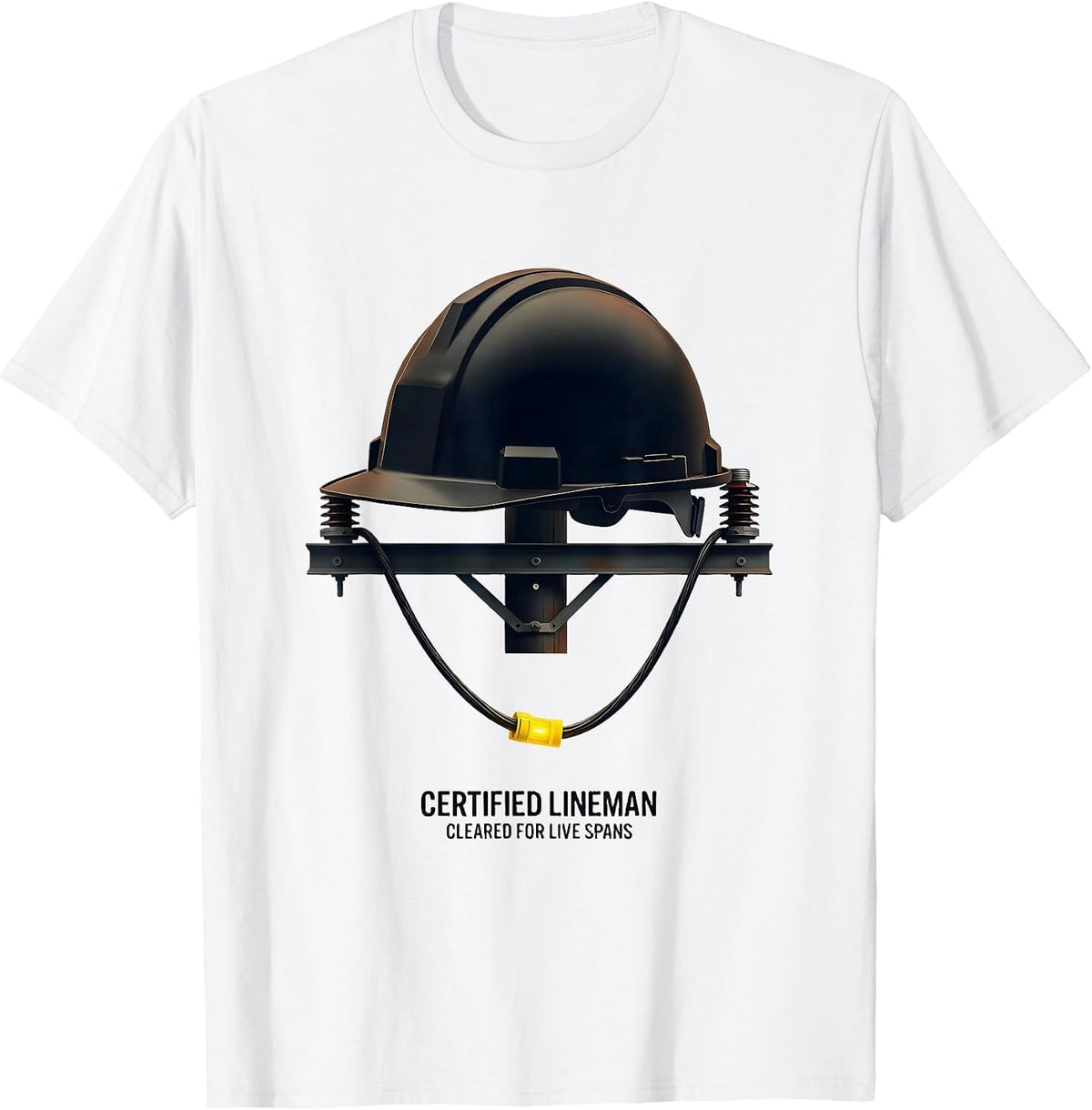Men's Certified Lineman, Cleared For Live Spans Funny T-Shirt - White
