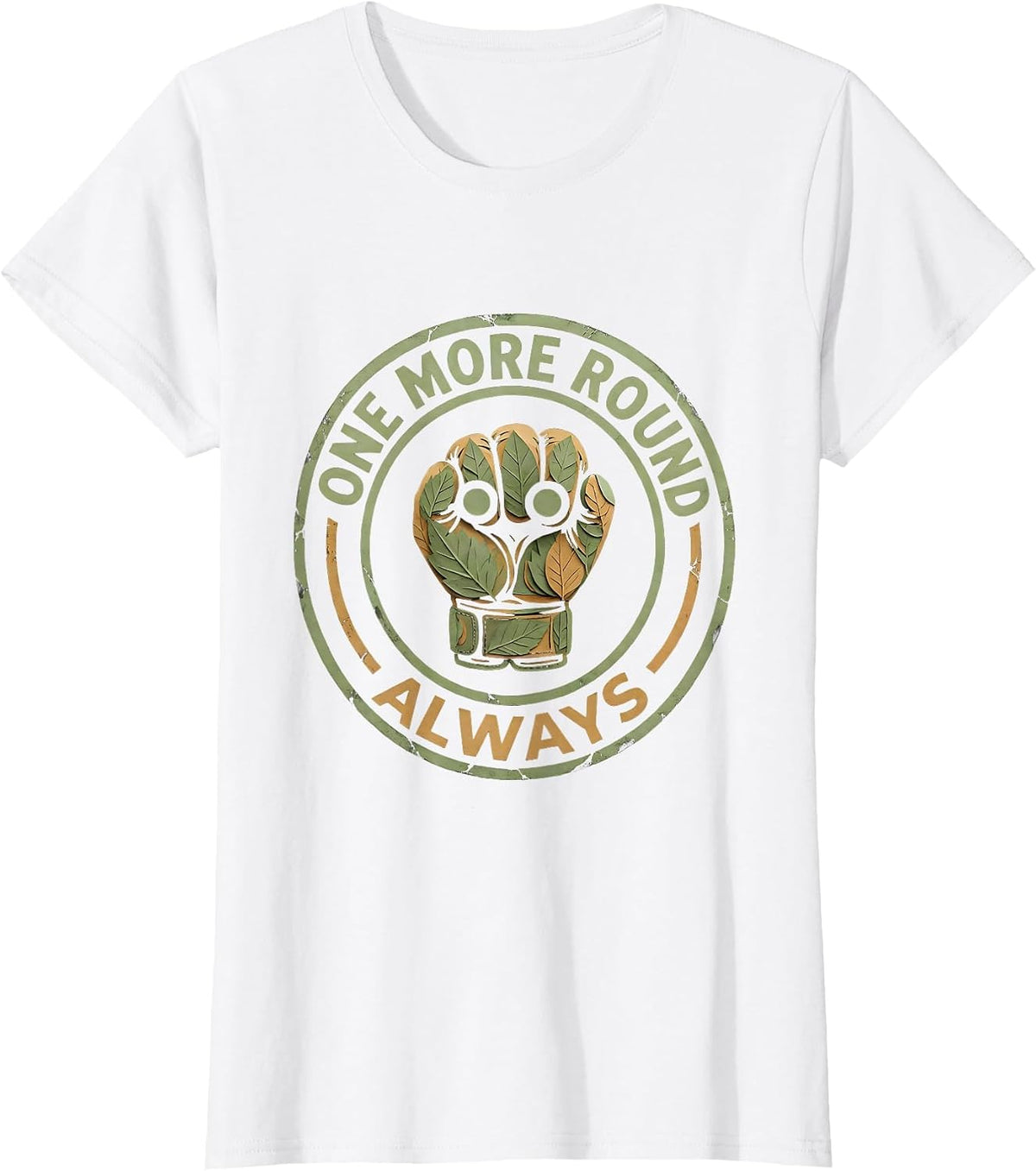 One More Round Always Boxing Fighter Design T-Shirt - White