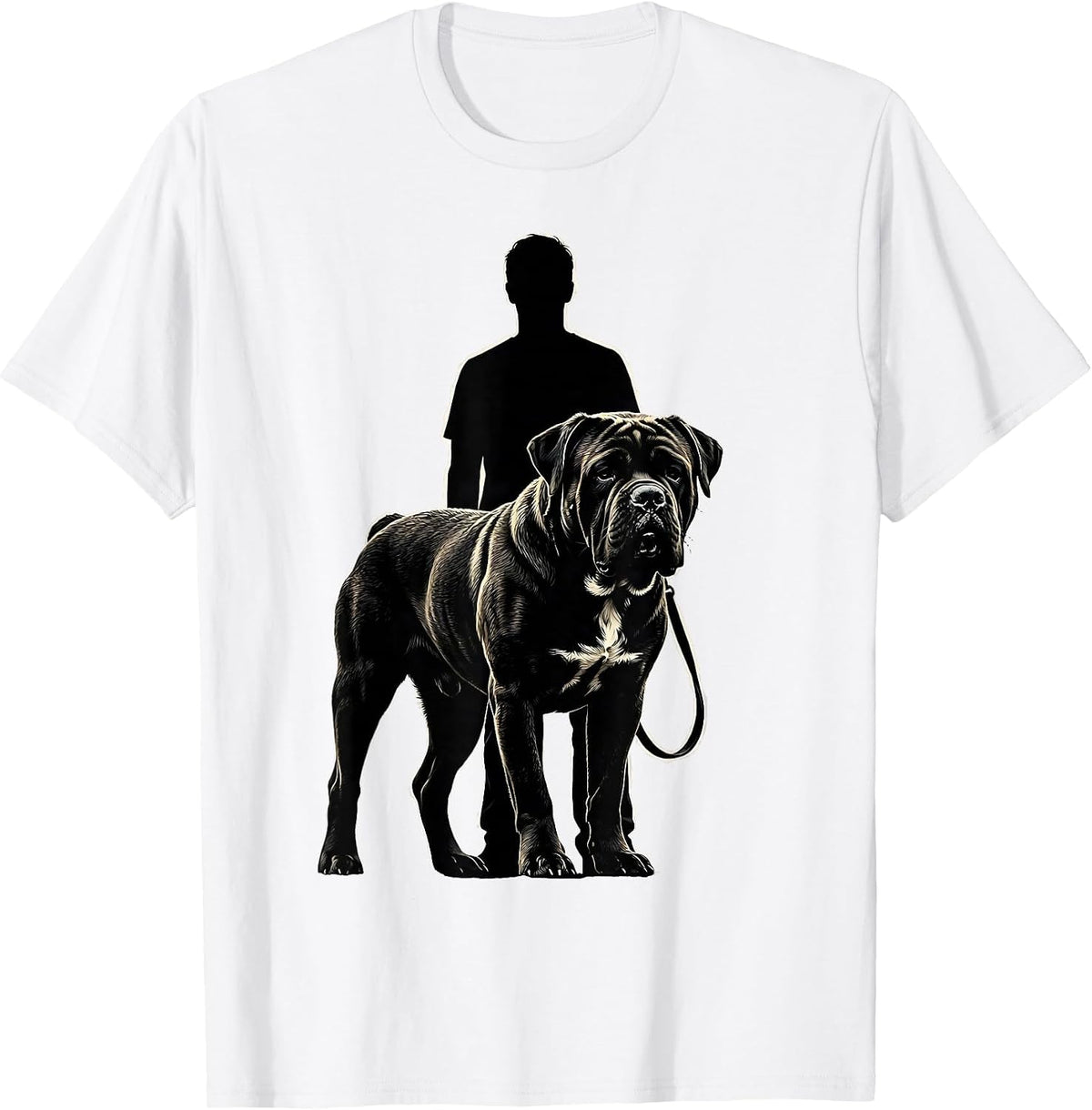 Men's Cane Corso Owner Pride Tough-Guy Silhouette Humor T-Shirt - White