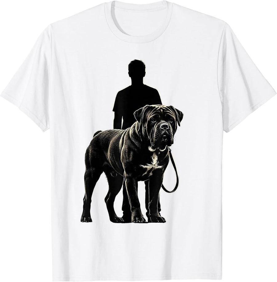 Men's Cane Corso Owner Pride Tough-Guy Silhouette Humor T-Shirt - White