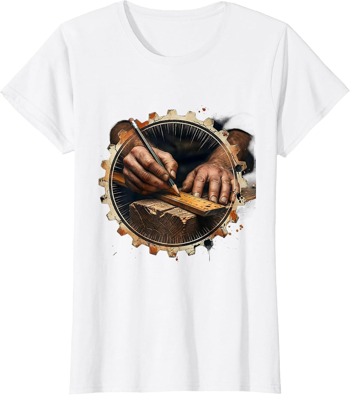 Craftsman Measuring Wood Carpenter Graphic Tee T-Shirt - White