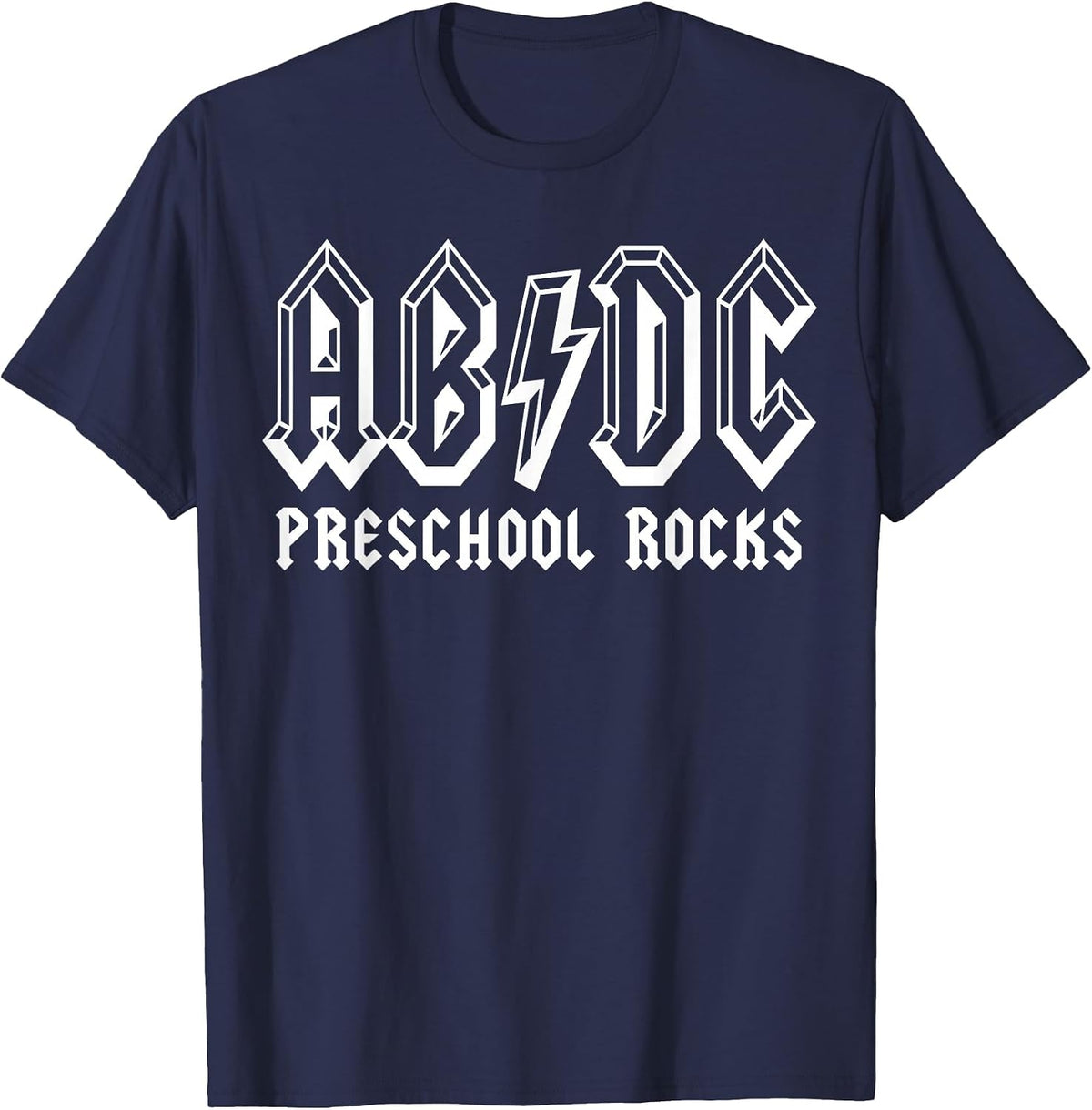 Preschool Rocks ABCD Rocks Back to School Funny Teacher T-Shirt - Navy Blue