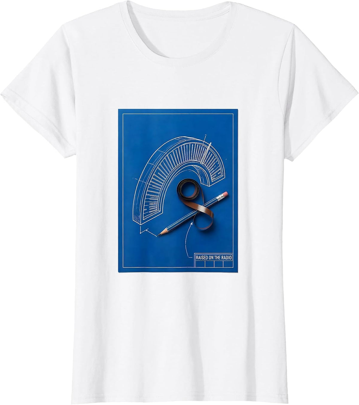 Women's Raised On The Radio Technical Blueprint 90s R&B Nostalgia T-Shirt - White