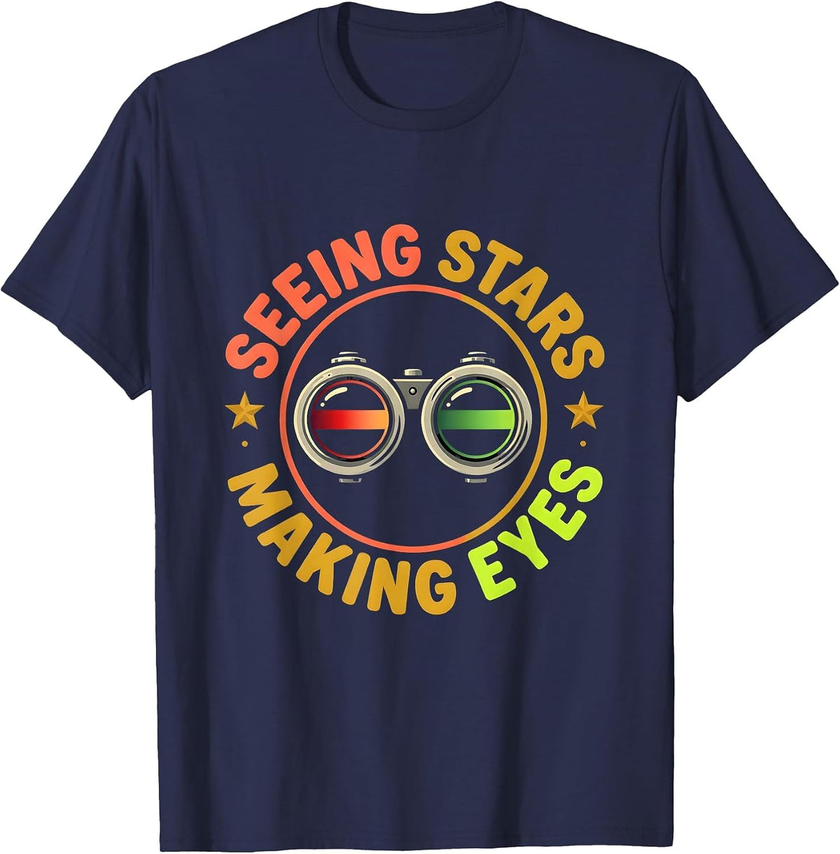 Seeing Stars Making Eyes Tattoo Optometrist Eye Crew Staff T-Shirt - Navy Blue