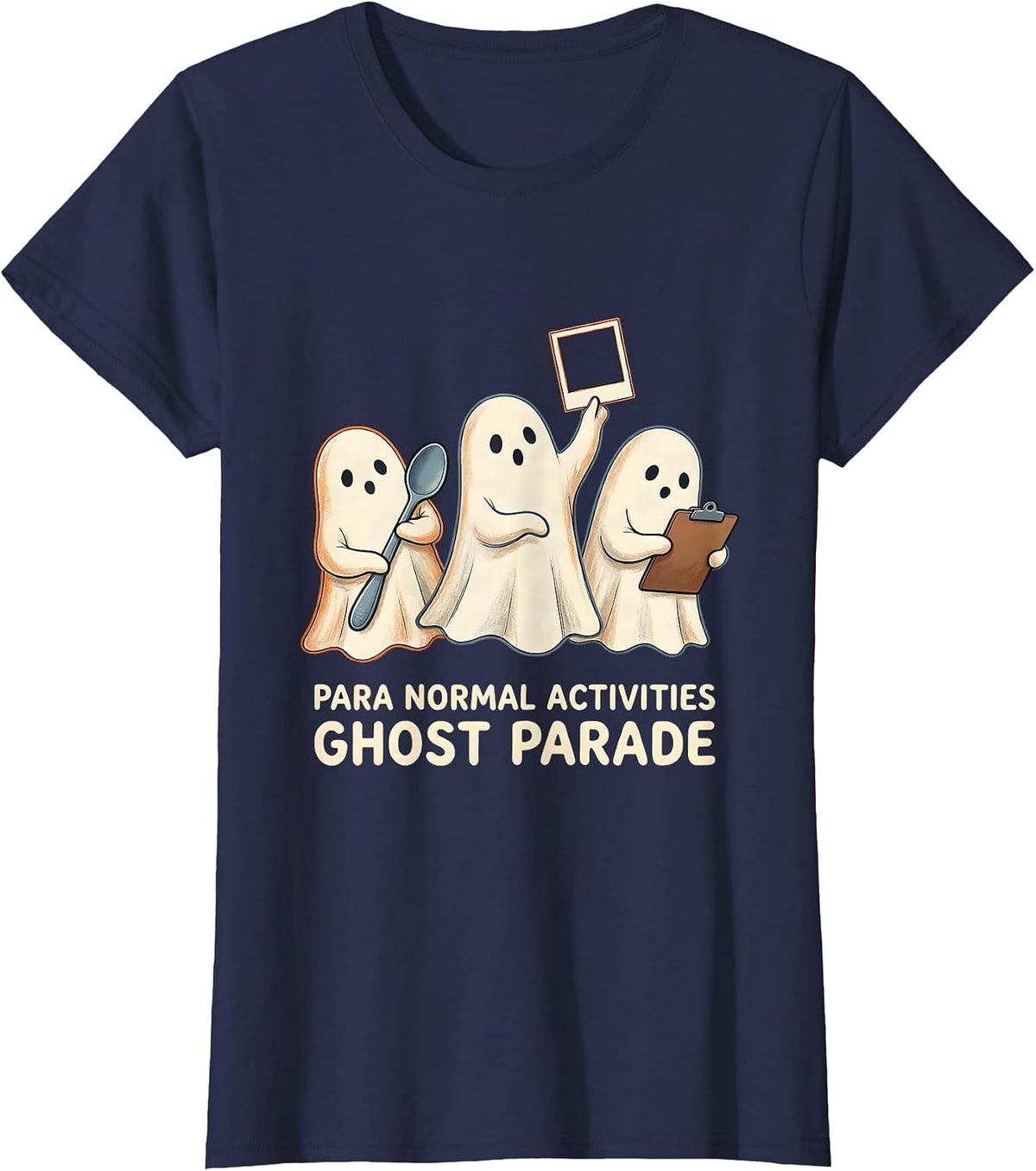 Women's Para Normal Activities Ghost Parade SPED Teacher Halloween T-Shirt - Navy Blue