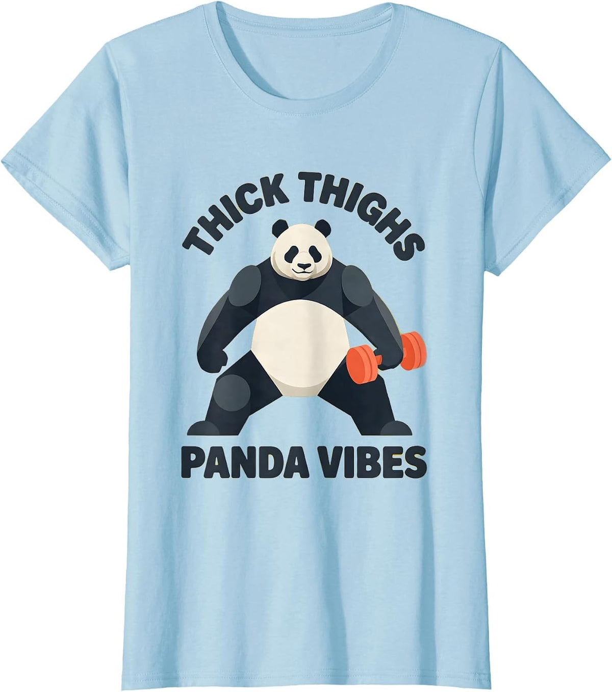 Women's Thick Thighs Panda Vibes Iron Panda Fitness T-Shirt - Baby Blue