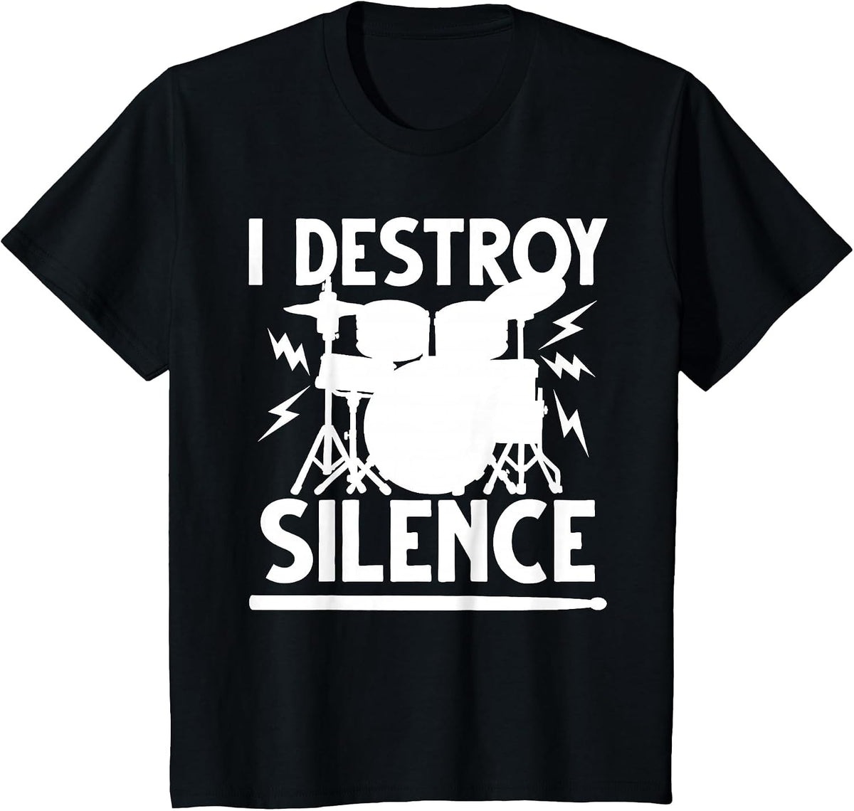 Cute Drum Set Art Men Women Drumming Rocker Music Percussion T-Shirt - Black