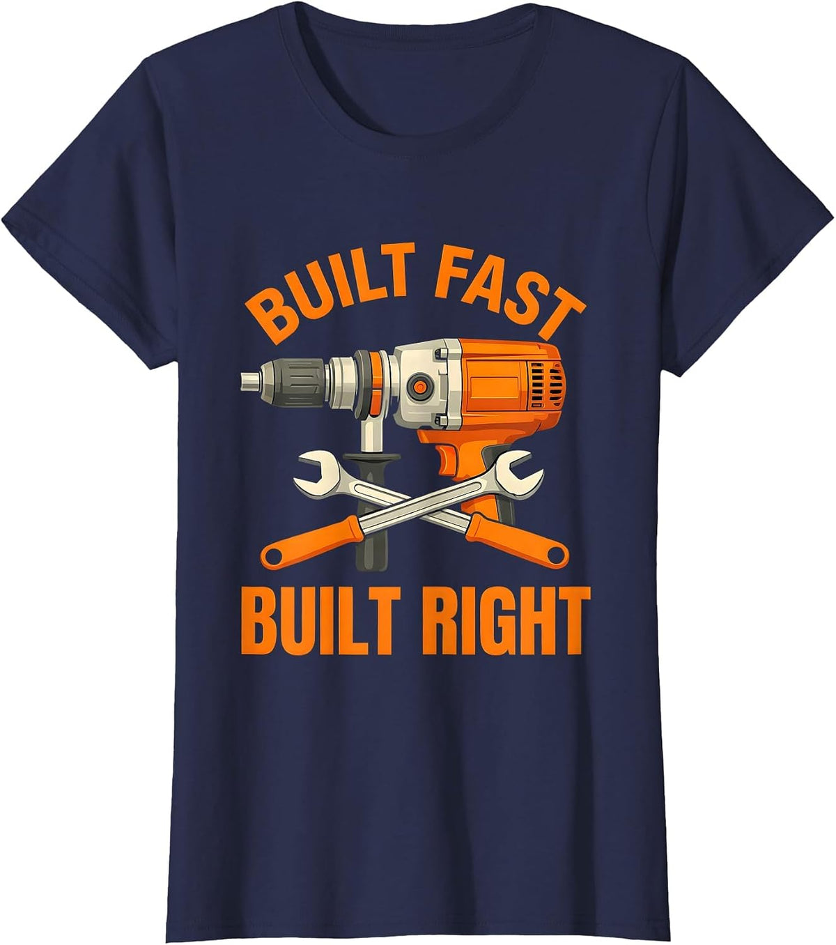 Women's Built Fast Built Right Pit Crew Racing Design T-Shirt - Navy Blue