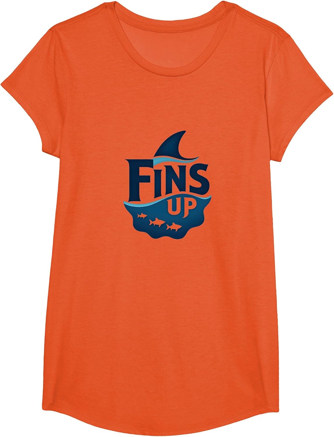 Fins Up: Ocean Adventure for Shark Enthusiasts T-Shirt - Girls Orange