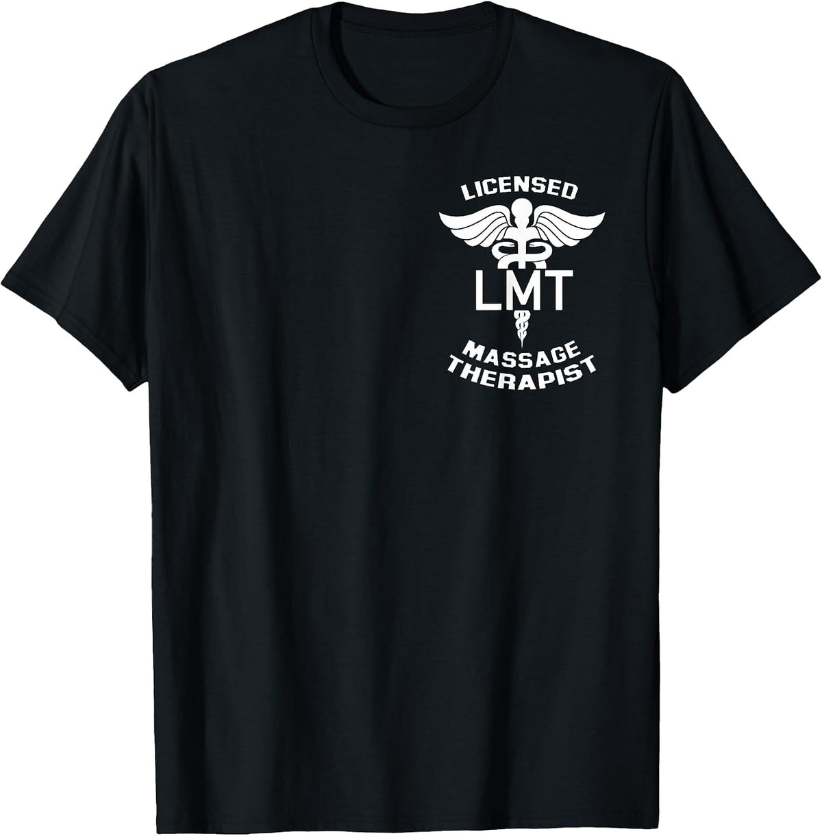 Licensed Massage Therapist Caduceus Symbol LMT Logo Graphic T-Shirt - Black