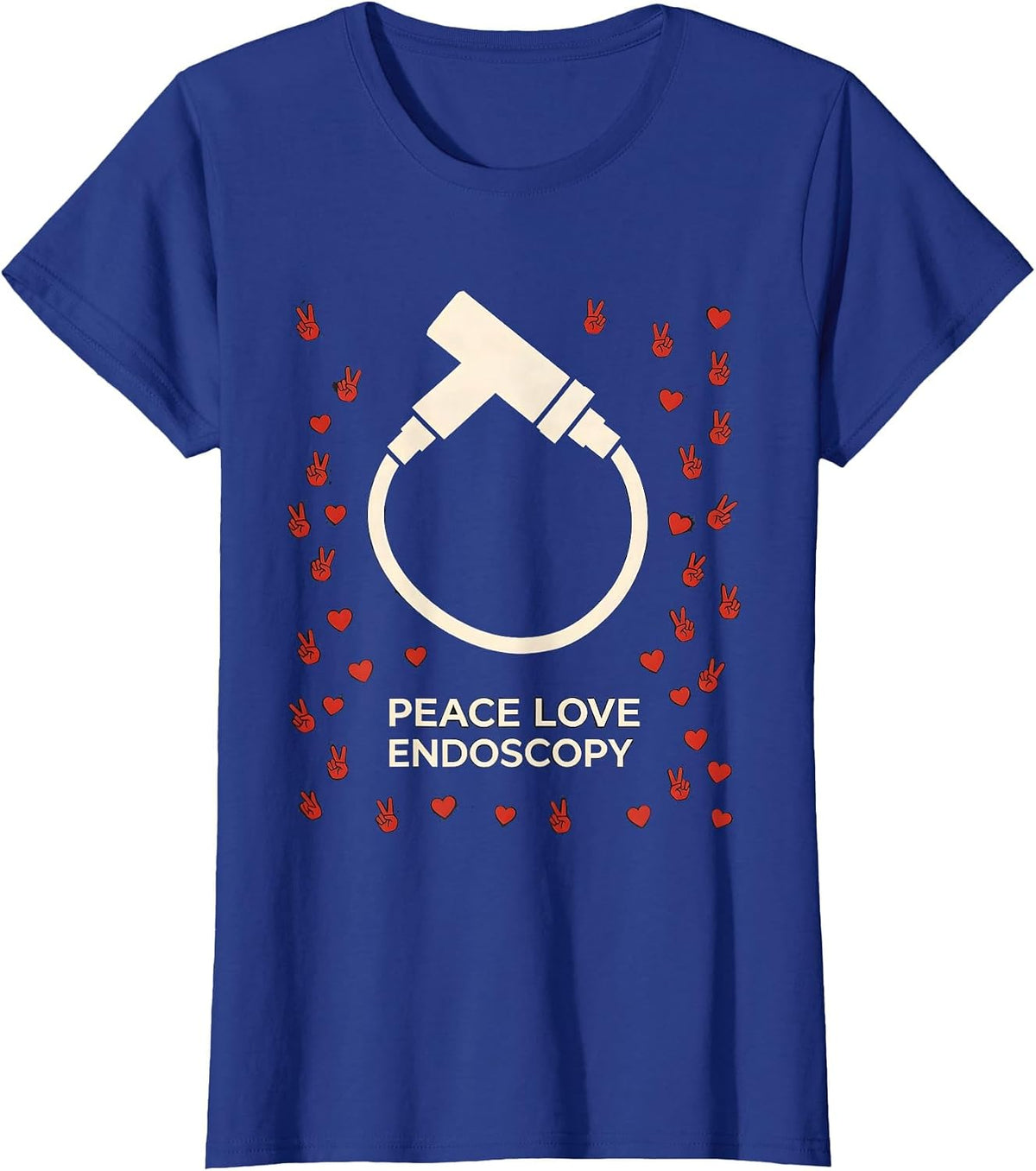 Women's Peace Love Endoscopy Funny Surgical Tech Surgeon Gifts T-Shirt - Royal Blue