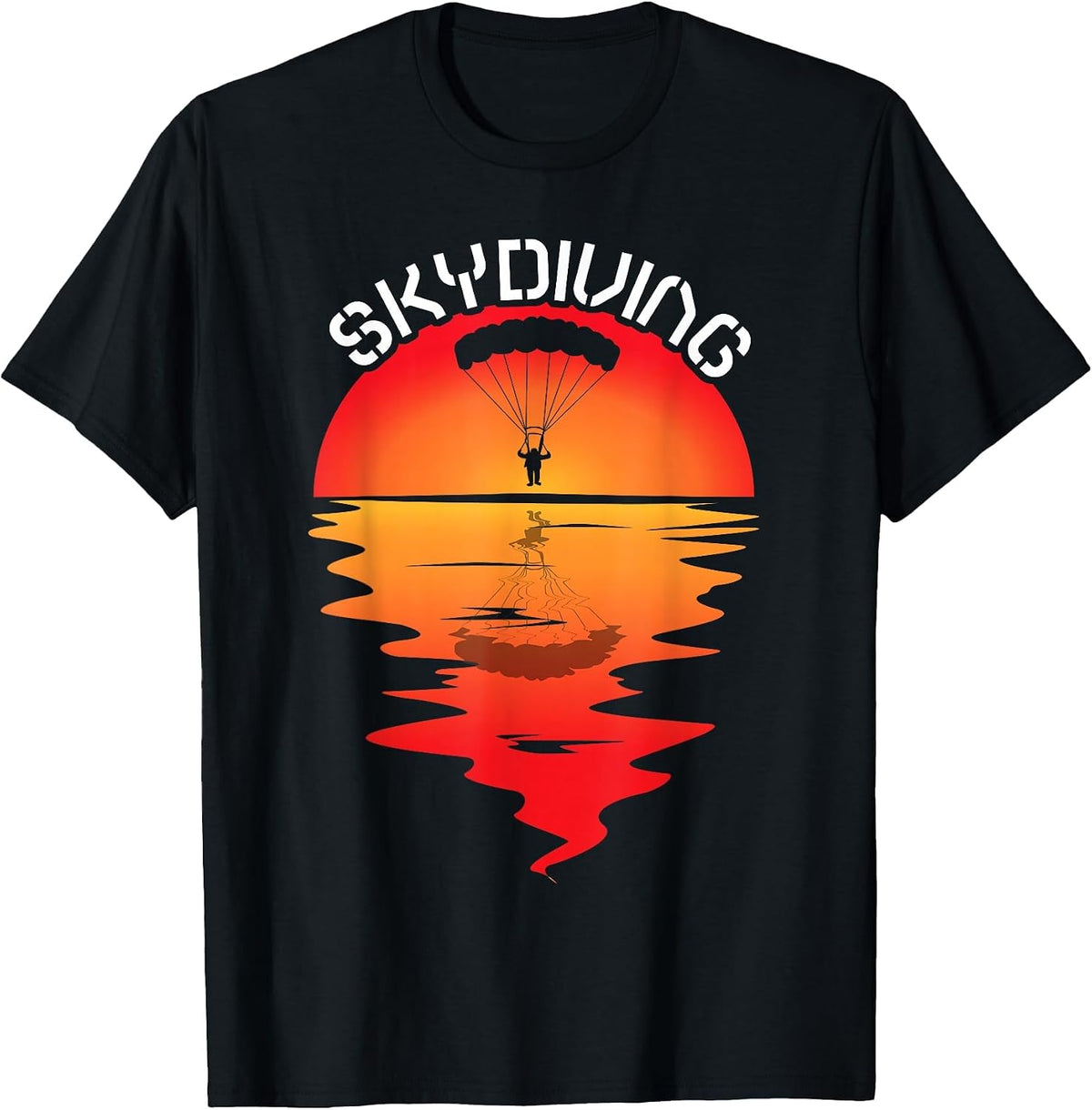 Parachuting Skydiver Vintage Sunset Parachutist Skydiving T-Shirt - Black