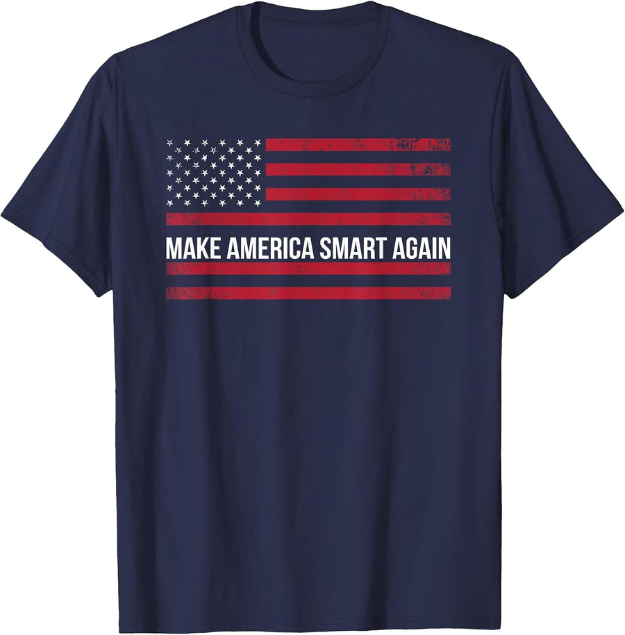 Make America Smart Again T-Shirt Science March Earth Day Top T-Shirt - Navy Blue