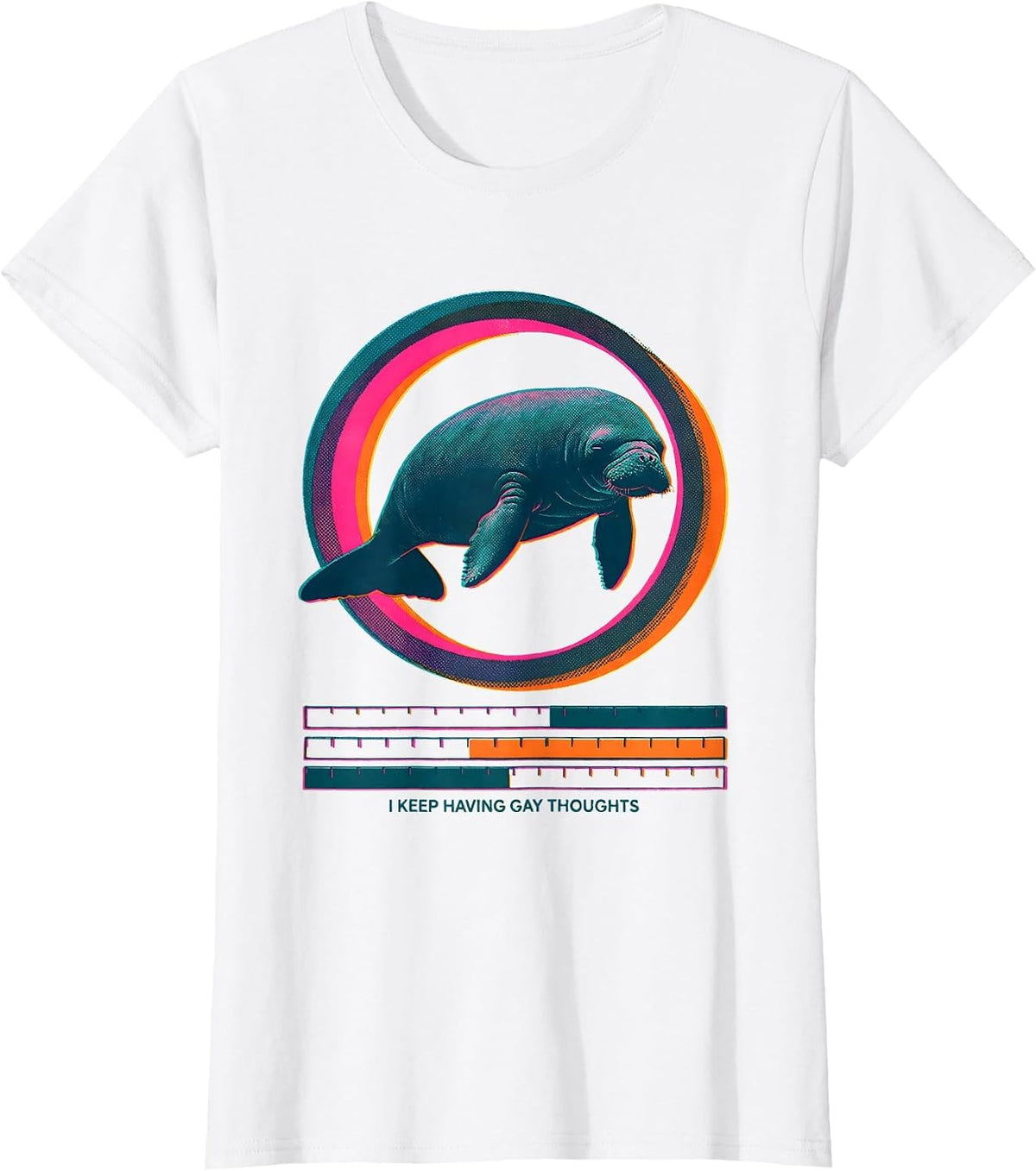 I Keep Having Gay Thoughts Funny Manatee Meme Bootleg Humor T-Shirt - White