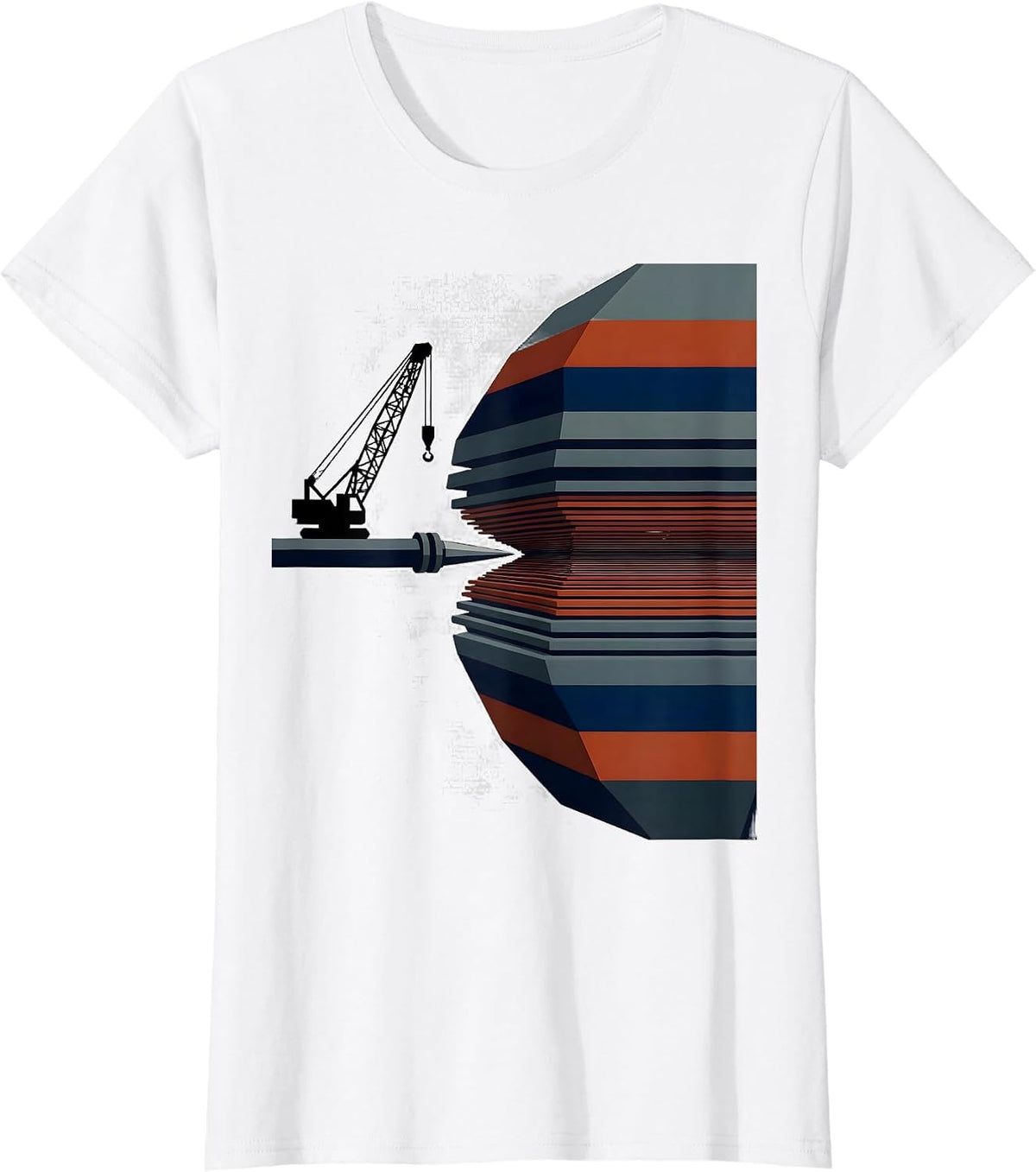 Women's Drill Derrick Geometric American Flag Patriotic Pride T-Shirt - White