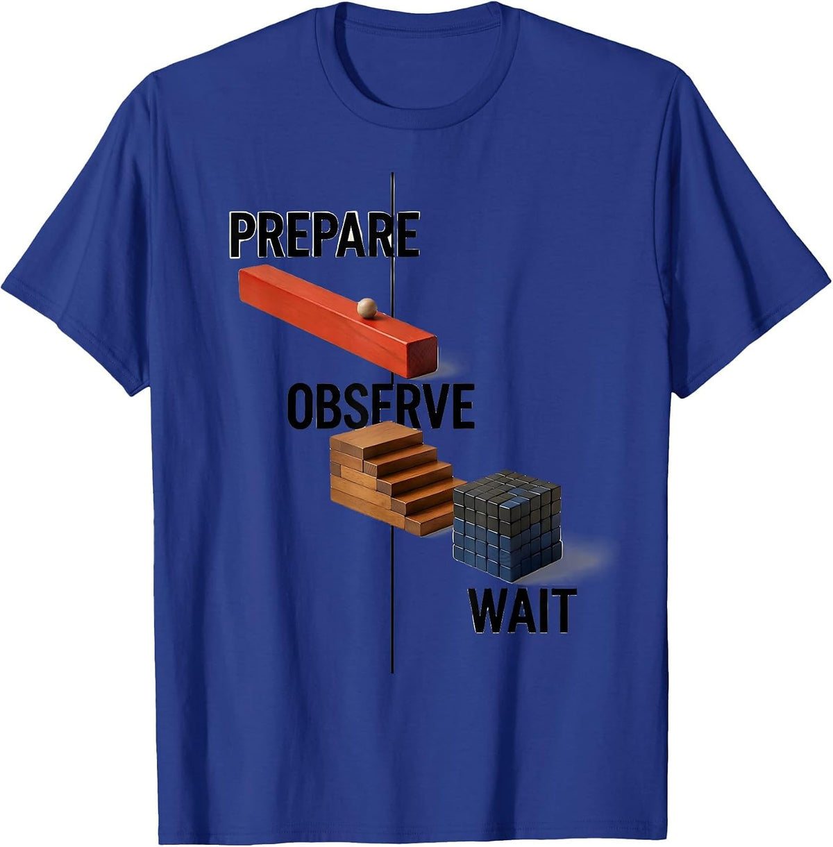 Men's Prepare Observe Wait Geometric Montessori Teacher Philosophy T-Shirt - Royal Blue