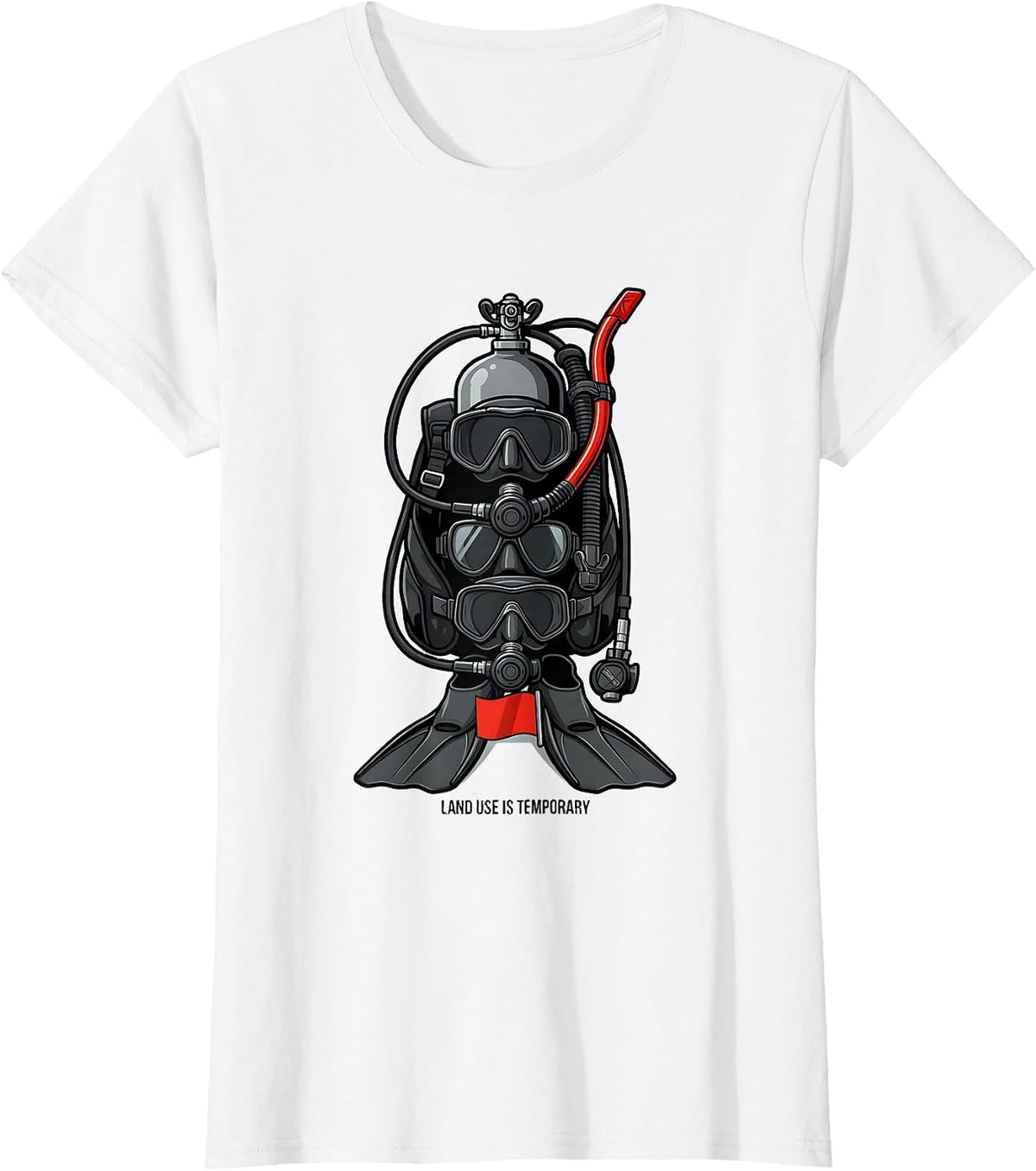 Women's Land Use Is Temporary Funny Scuba Diver Ocean Humor Gift T-Shirt - White