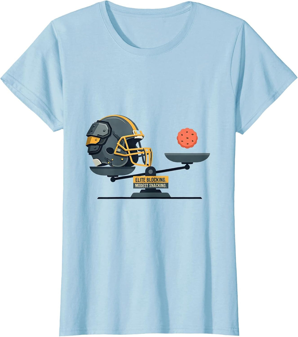 Elite Blocking Modest Snacking Funny Football Lineman T-Shirt - Baby Blue