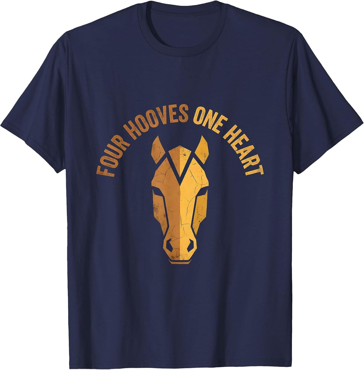 Four Hooves One Heart Horse Lover Design T-Shirt - Navy Blue