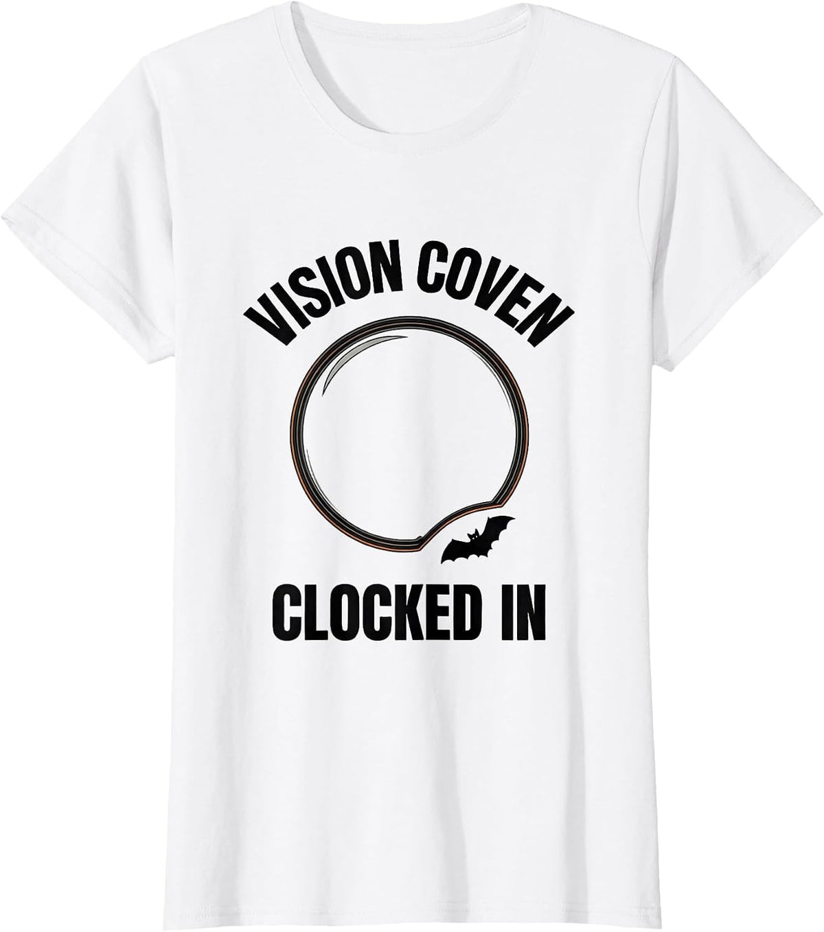 Vision Coven Clocked In Minimalist Halloween Optometrist Eye T-Shirt - White