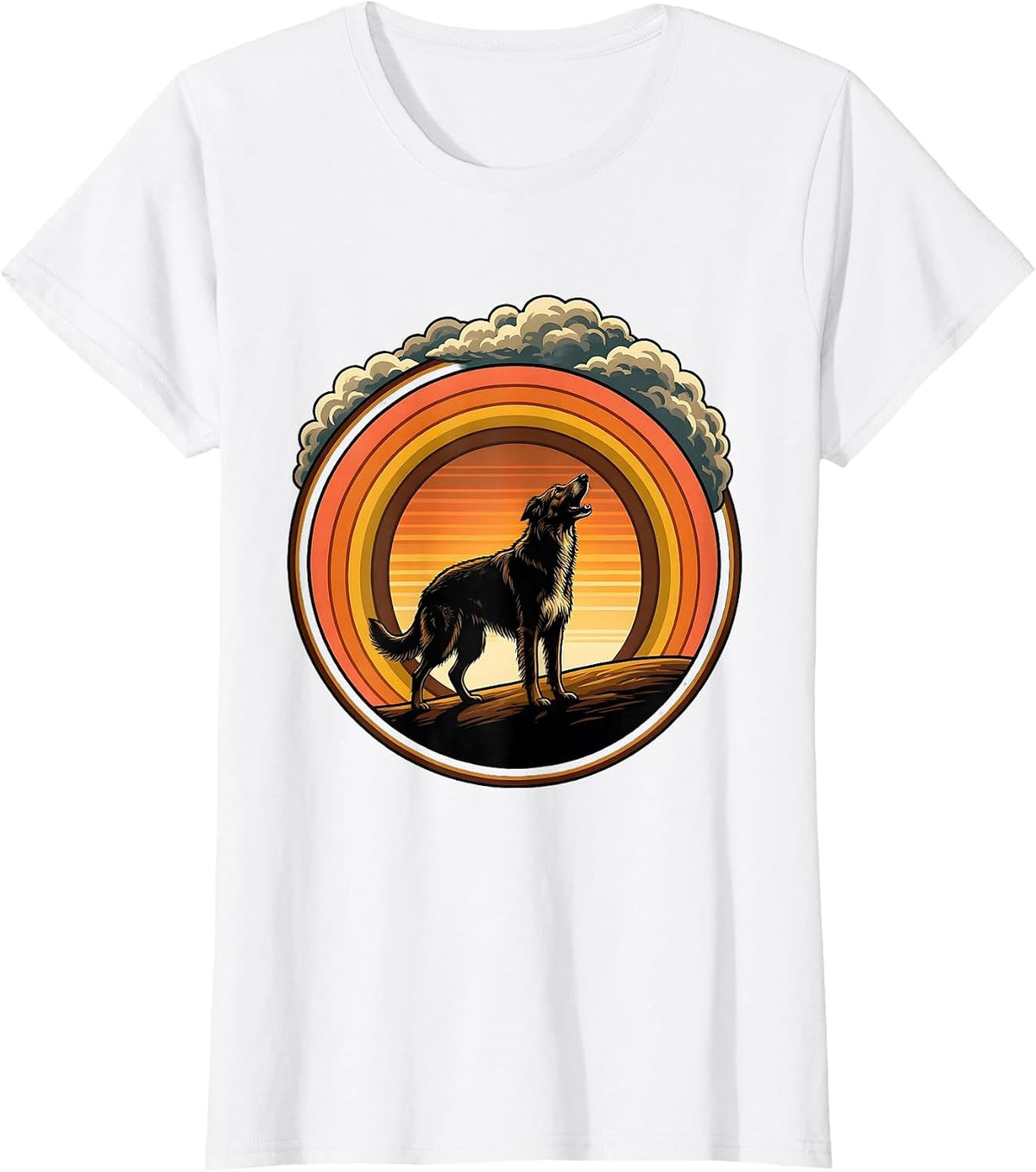 Irish Wolfhound Howling at a Stormy Sky T-Shirt - White