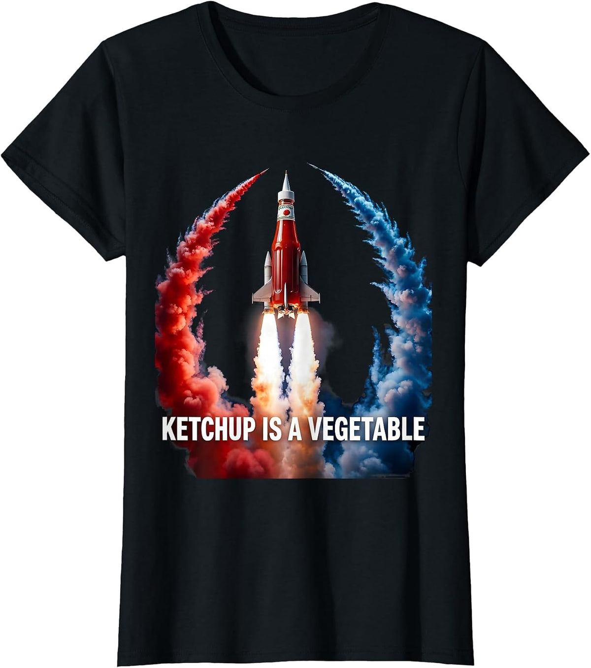 Ketchup Is A Vegetable Funny Foodie Design T-Shirt - Black