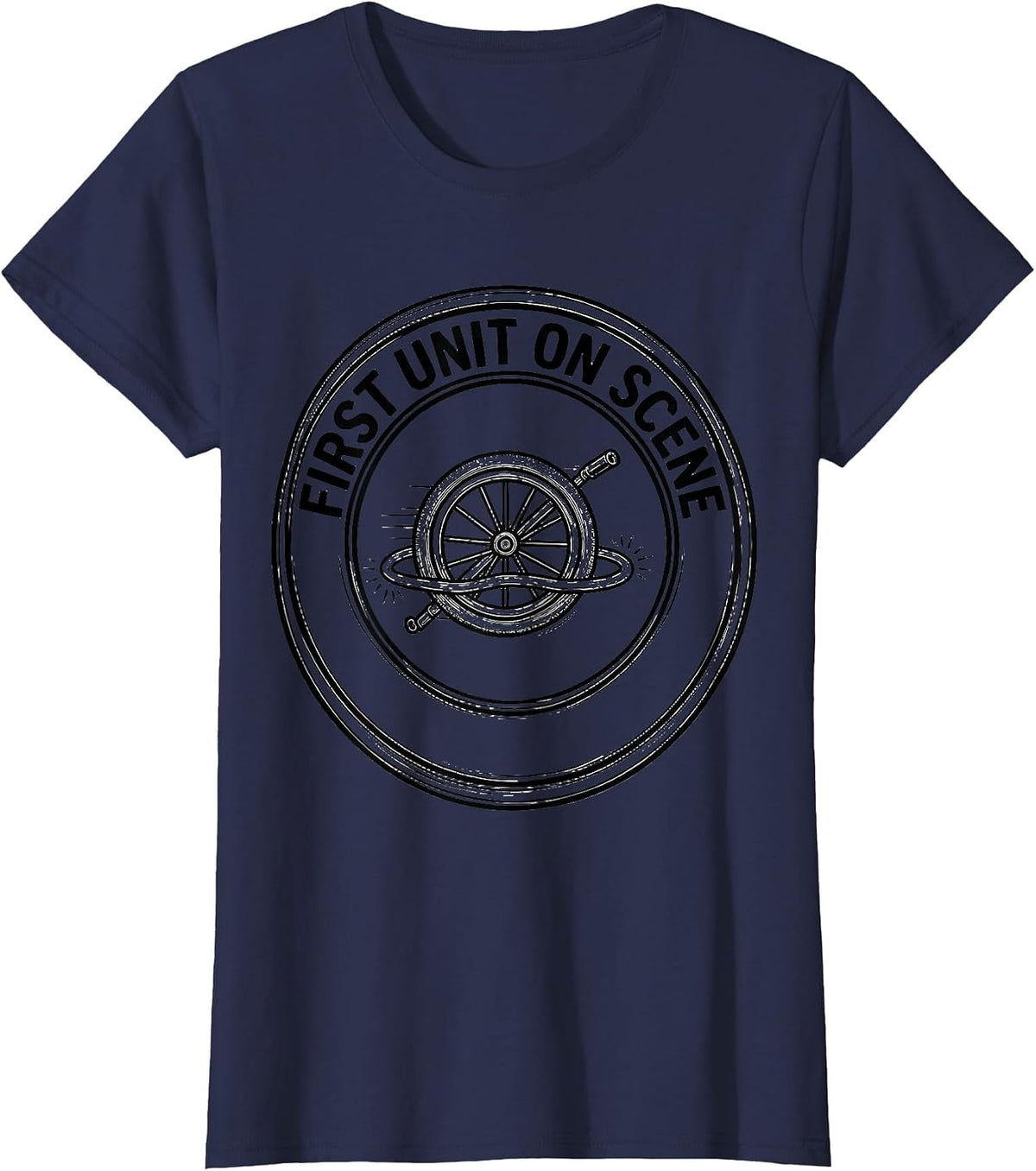 Women's First Unit On Scene Funny EMS Paramedic EMT Gift T-Shirt - Navy Blue