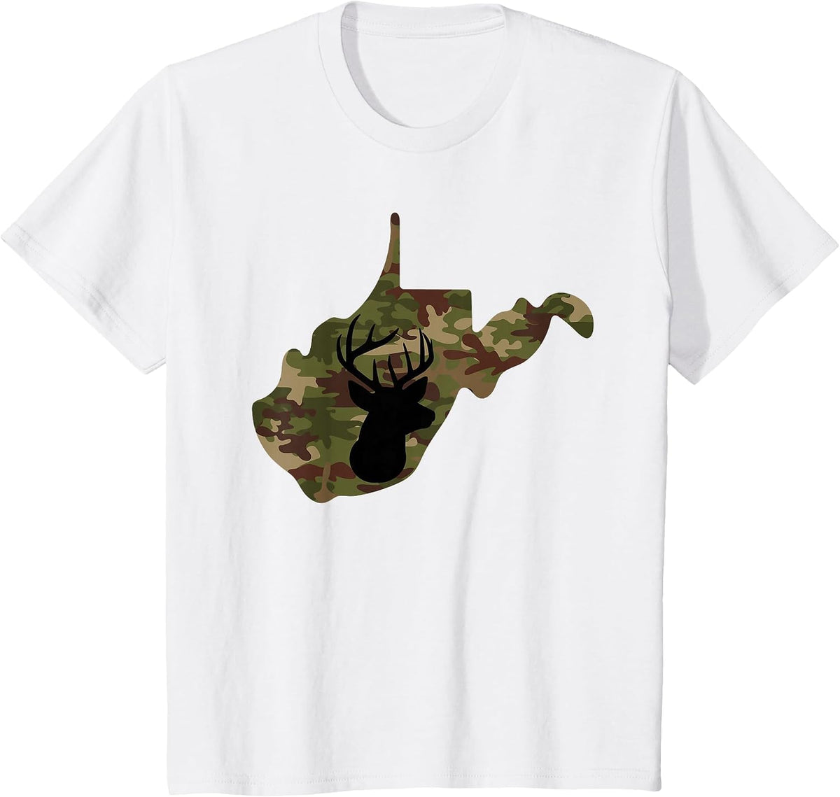 West Virginia Deer Hunter T-Shirt Camo Camouflage T-Shirt - White