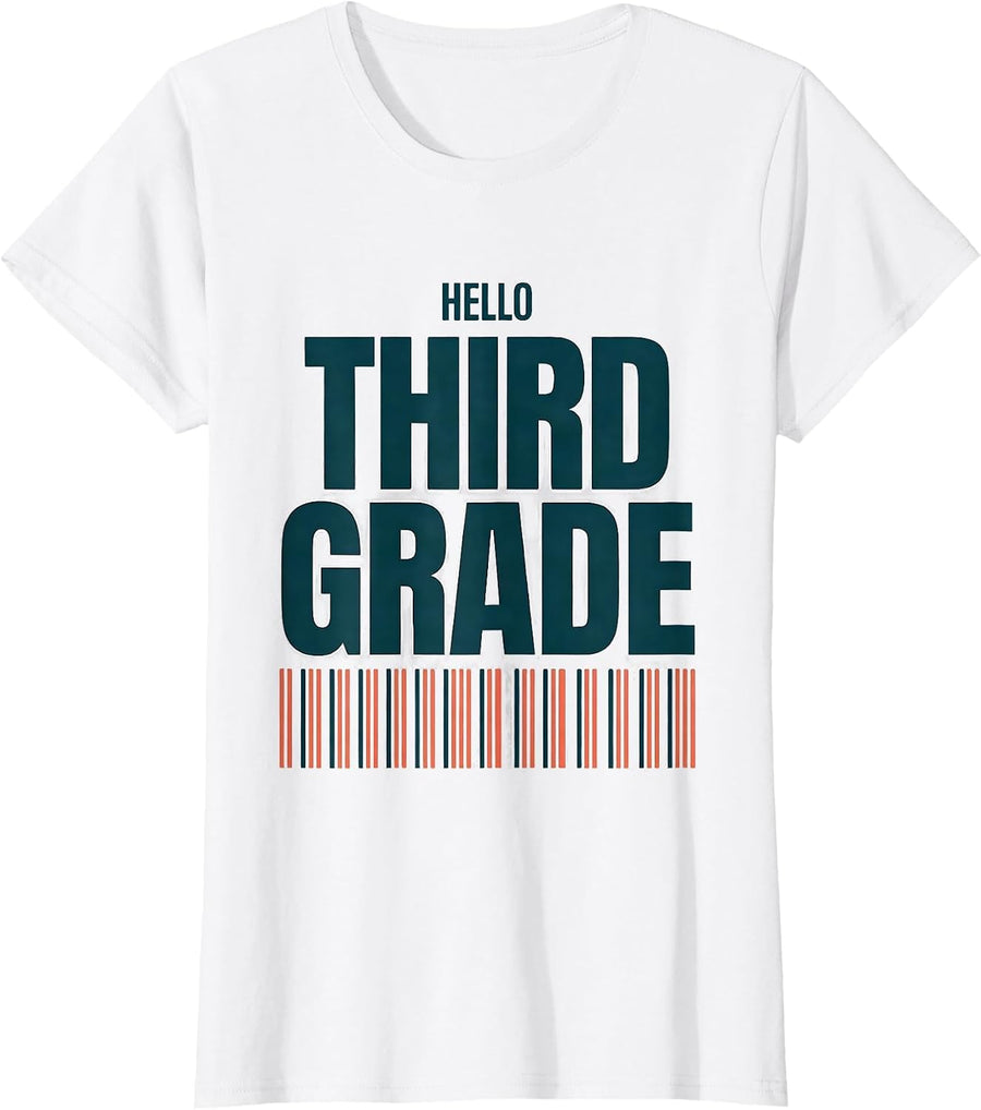 Women's Hello Third Grade Teacher Floral Back To School Girls T-Shirt - White