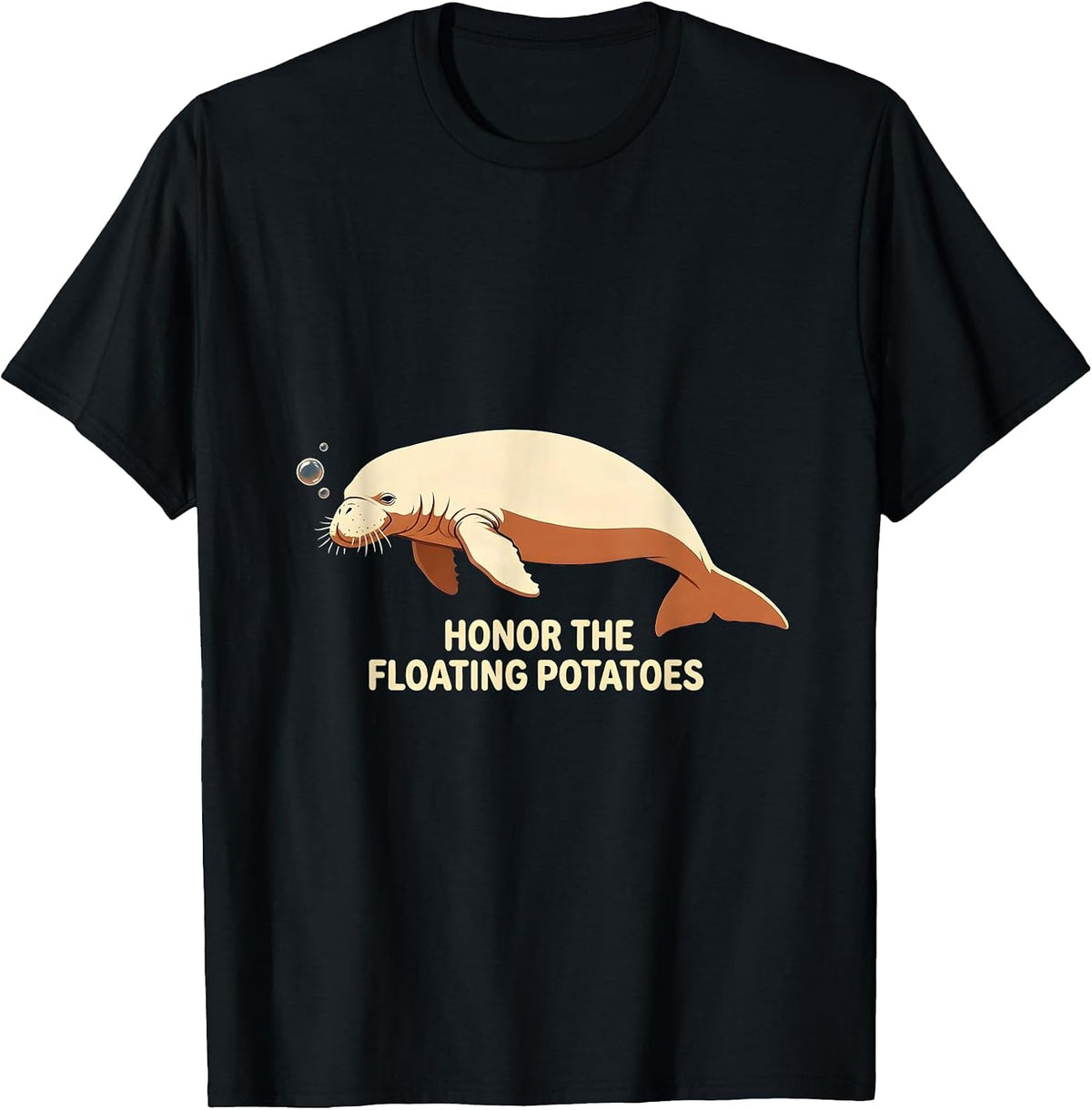 Men's Honor The Floating Potatoes Funny Manatee Lover Sea Animal T-Shirt - Black